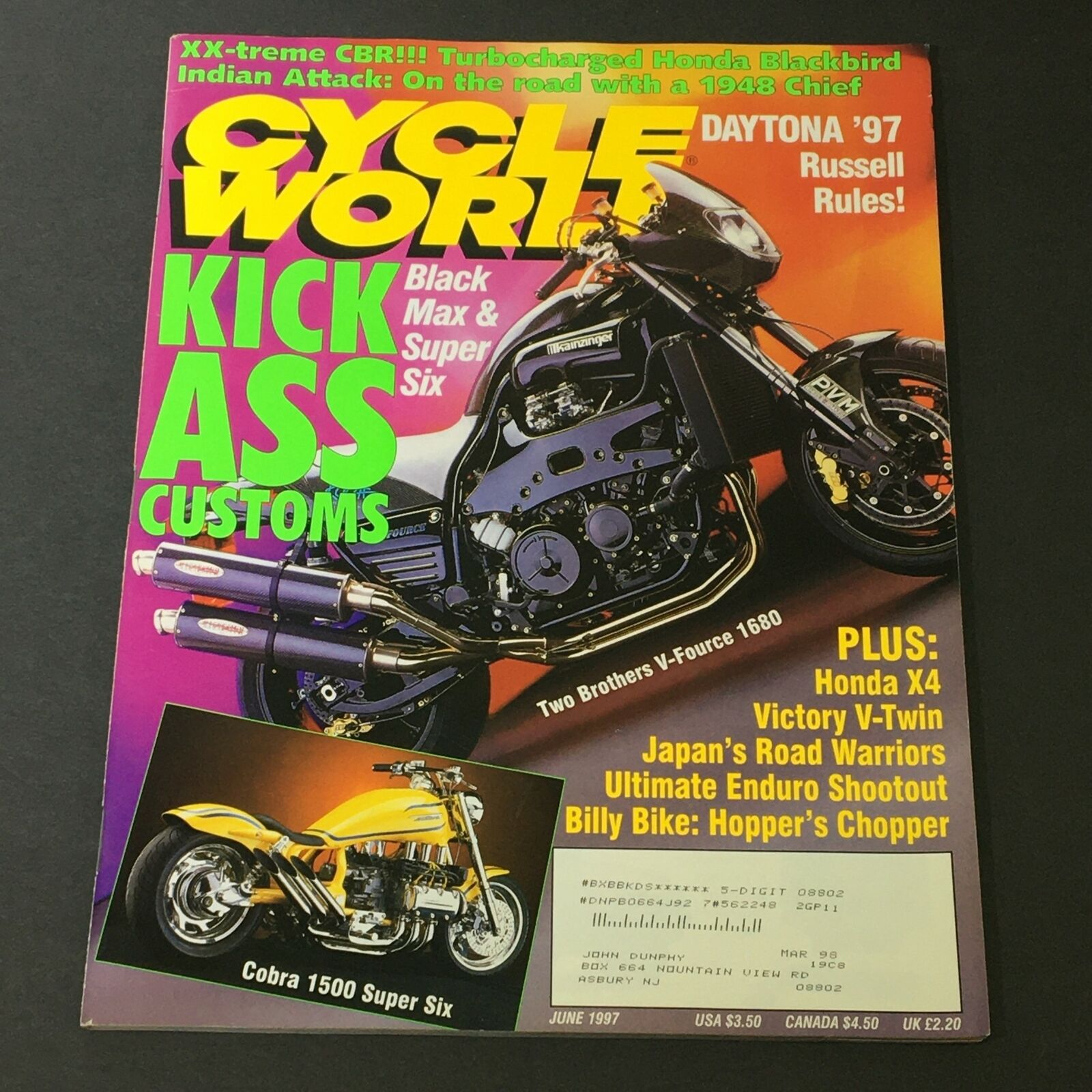 Cycle World Magazine June 1997 - Cobra 1500 Super Six / 2 Brothers V-Fource 1680