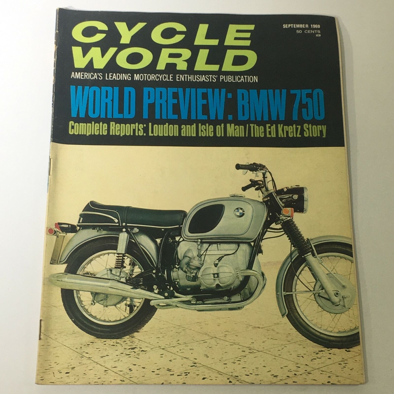 VTG Cycle World Magazine September 1969 - World Preview BMW 750 / Ed Kretz Story