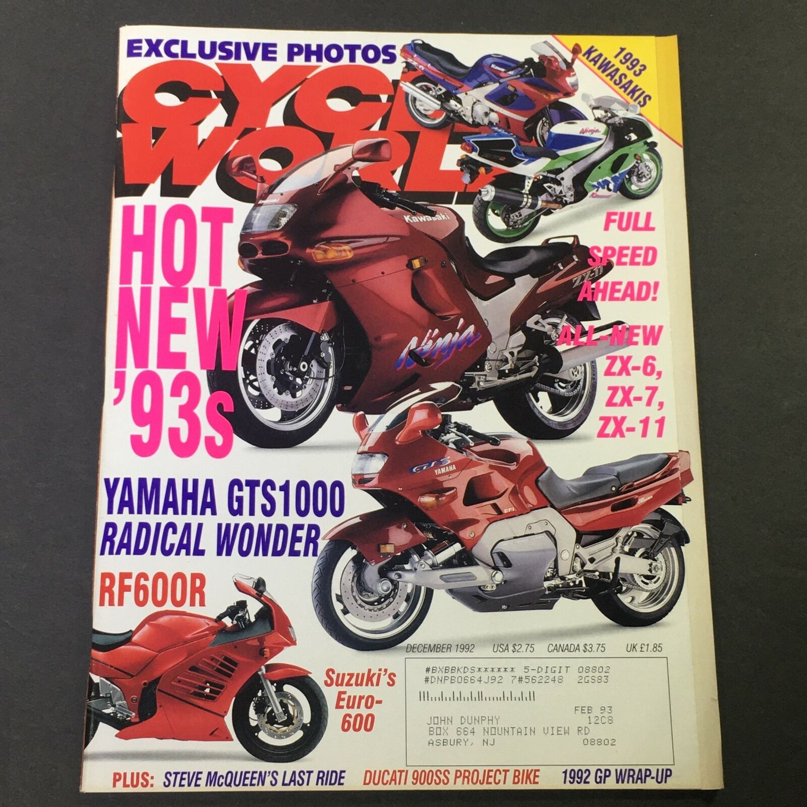 Cycle World Magazine December 1992 - Yamaha GTS1100 & Suzuki Euro-600 Road Test