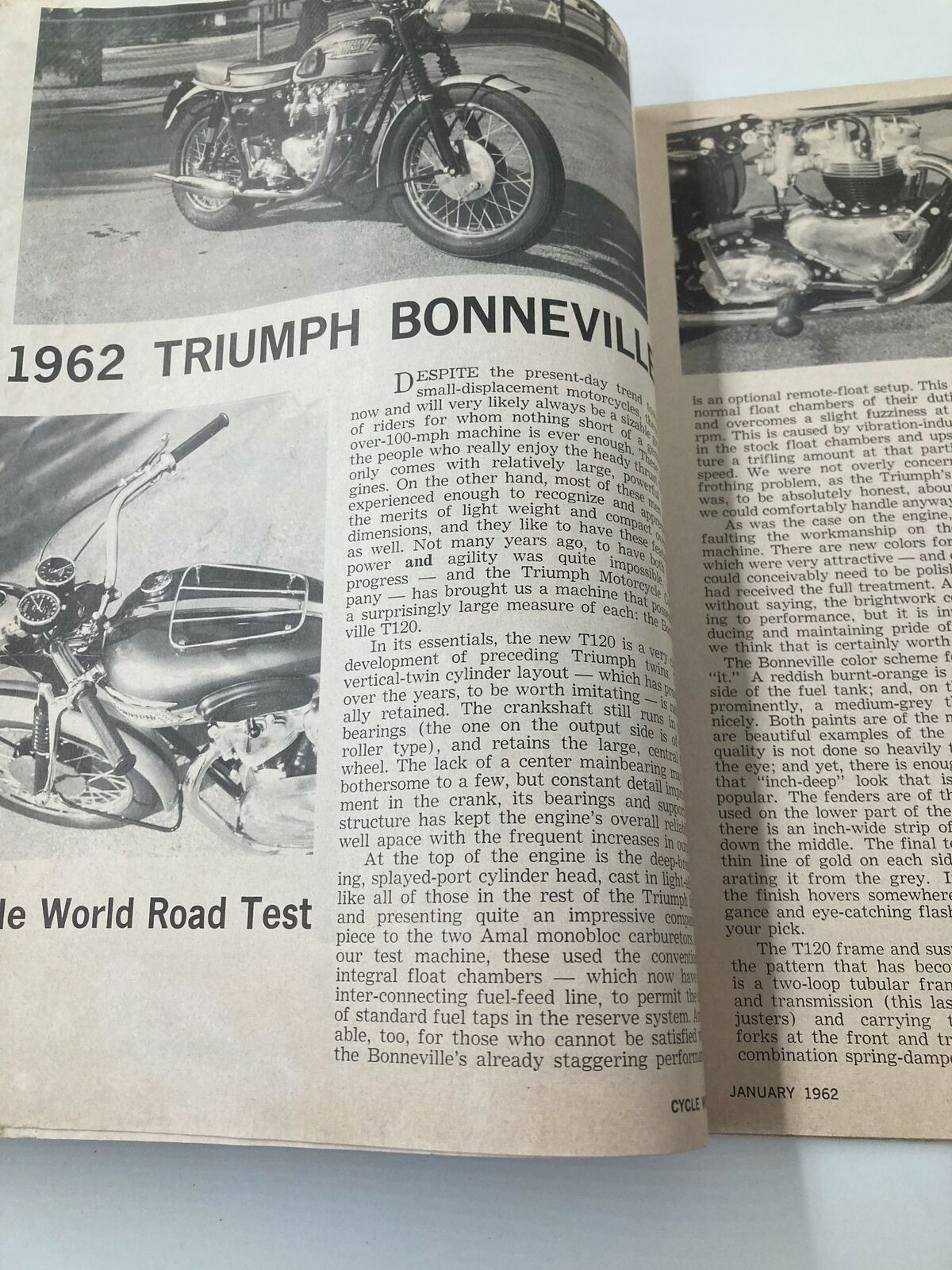 Cycle World Magazine 1st Issue January 1962 Triumph Bonneville Test No Label