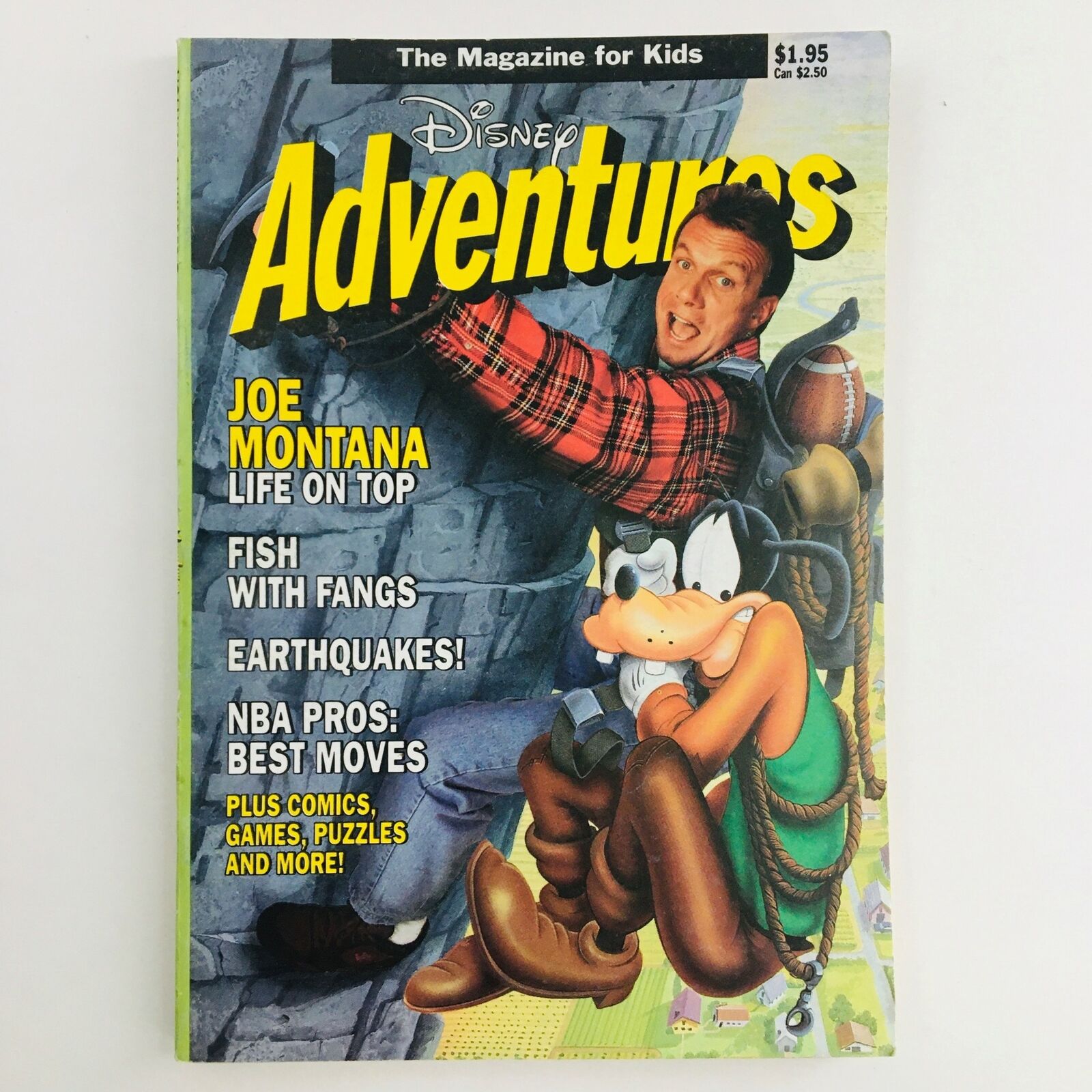 Disney Adventures Magazine May 1991 Joe Fontana & Goofy Life on Top, No Label VG