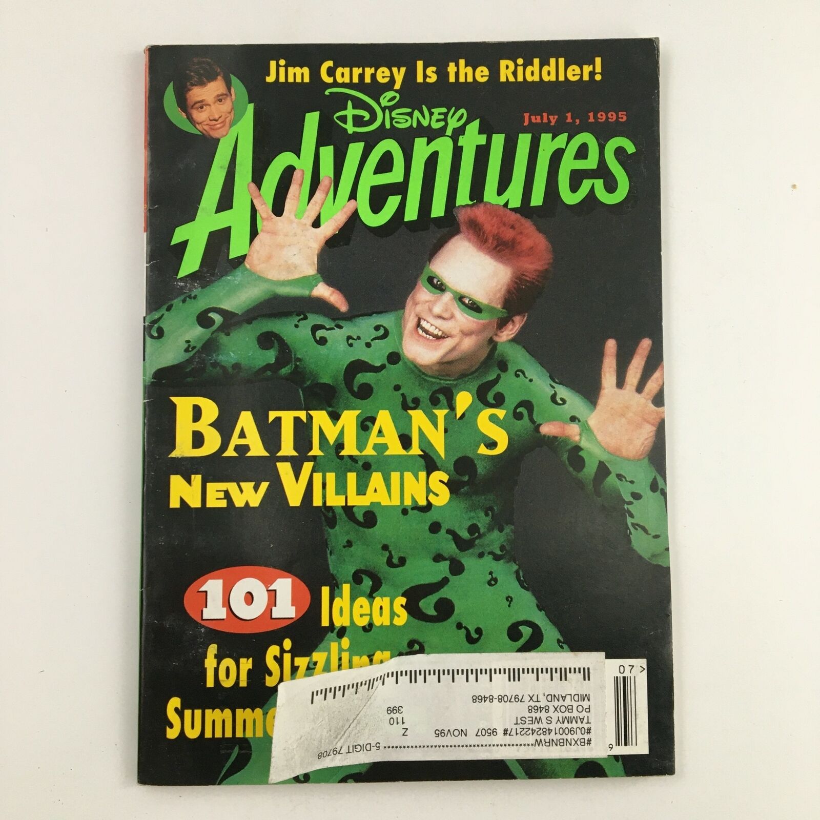 Disney Adventures Magazine July 1 1995 Jim Carrey as Riddler A New Villain