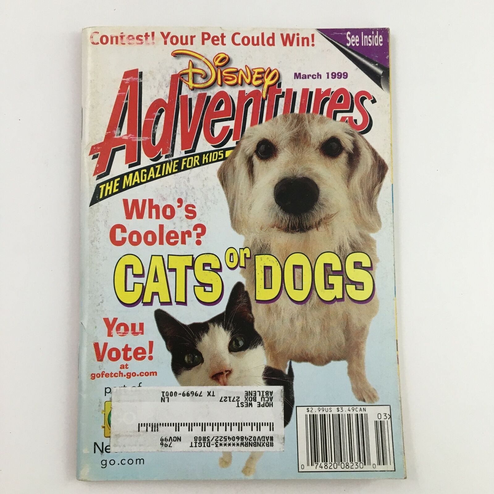 Disney Adventures Magazine March 1999 Contest Your Pet Cat and Dogs Could Win