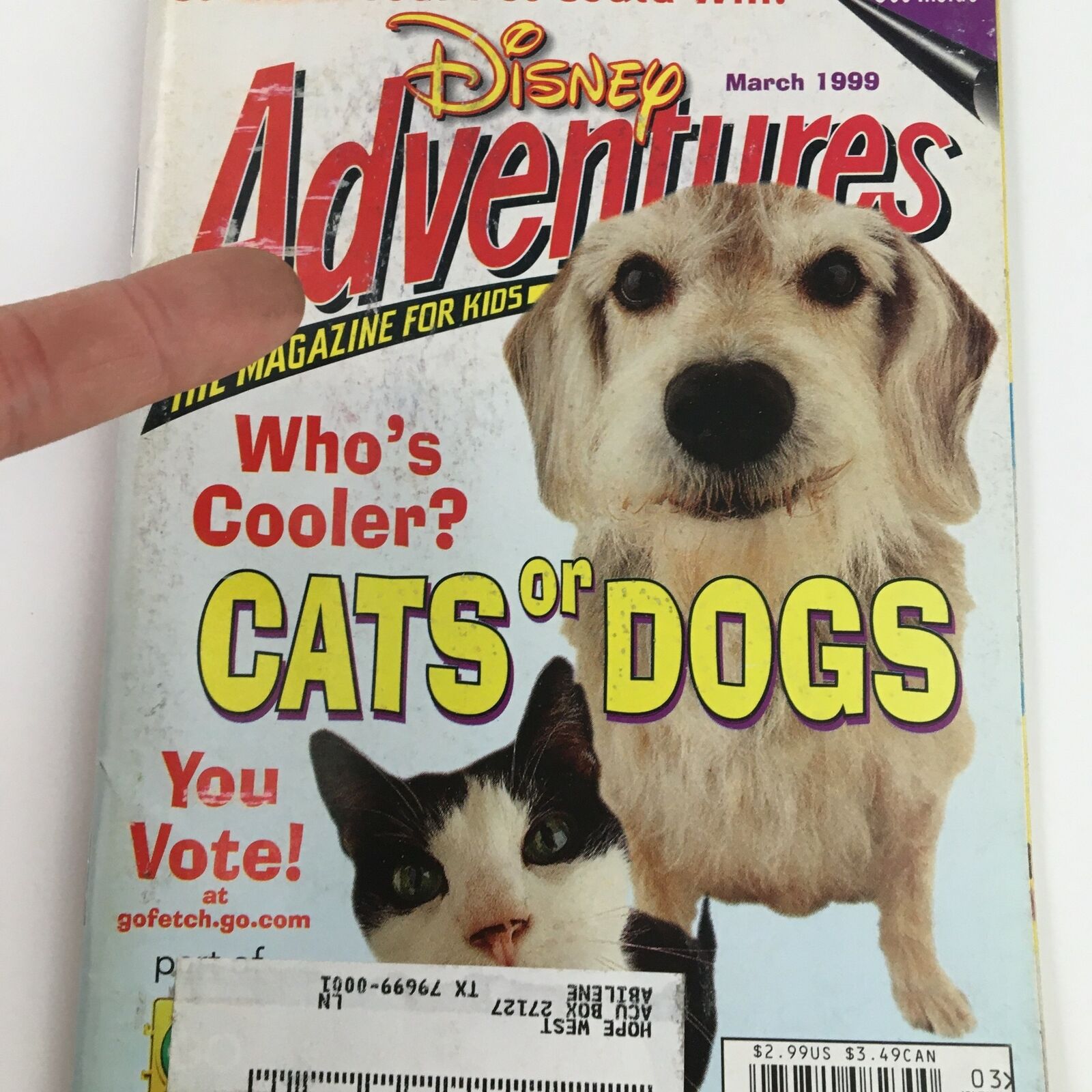 Disney Adventures Magazine March 1999 Contest Your Pet Cat and Dogs Could Win