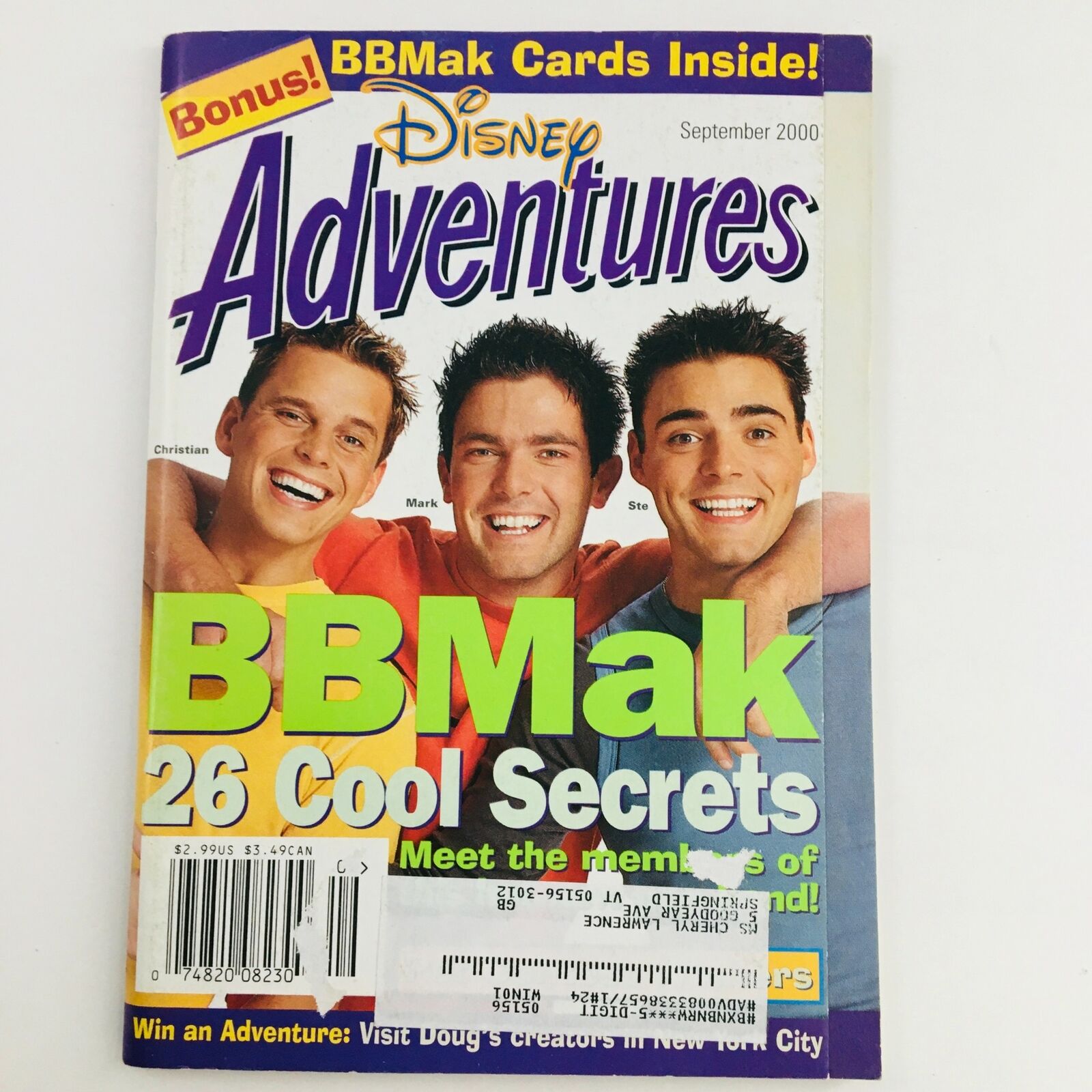 Disney Adventures Magazine September 2000 Christian, Mark & Ste BBMak Secrets