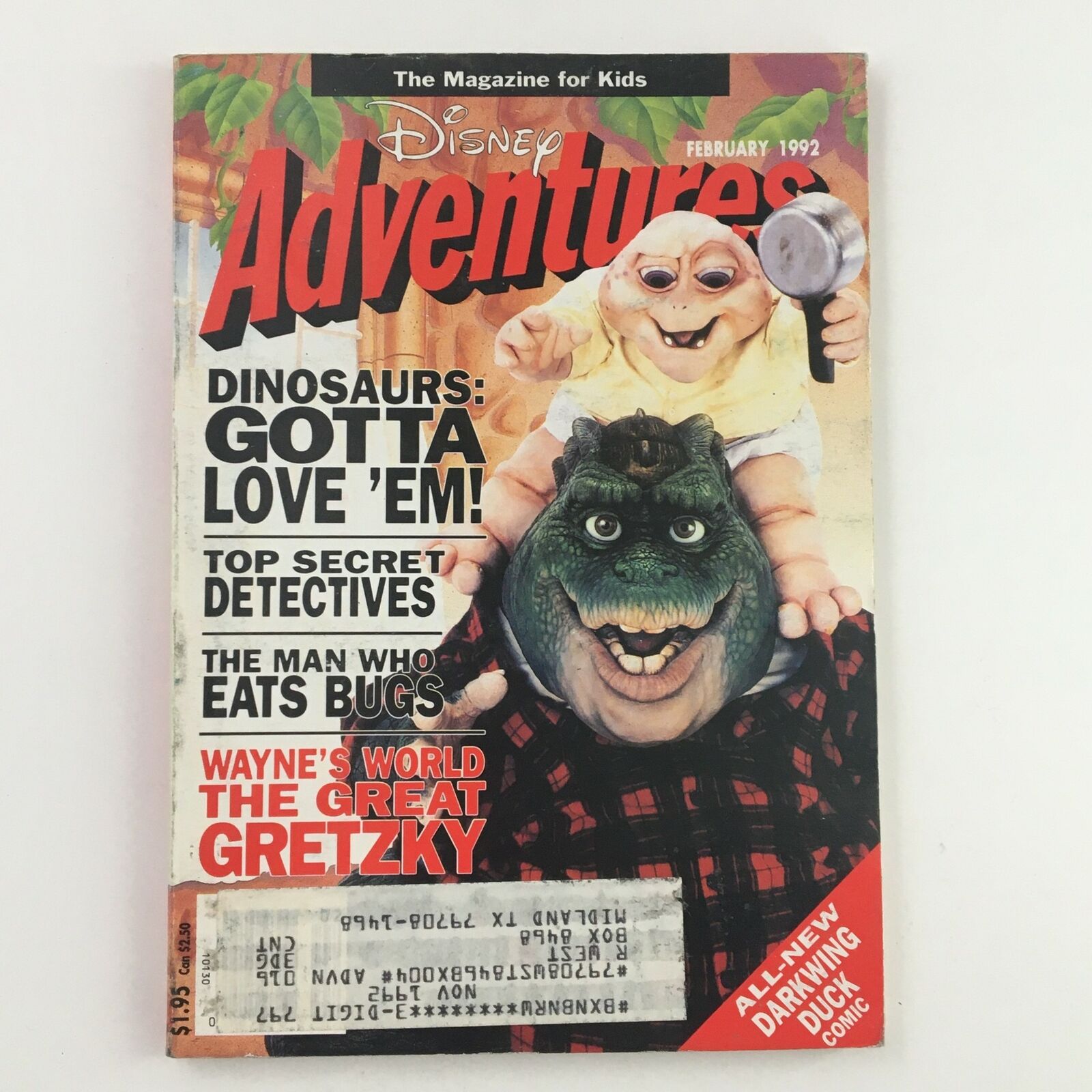 Disney Adventures Magazine February 1992 Dinosaurs & Wayne's World Great Gretzky