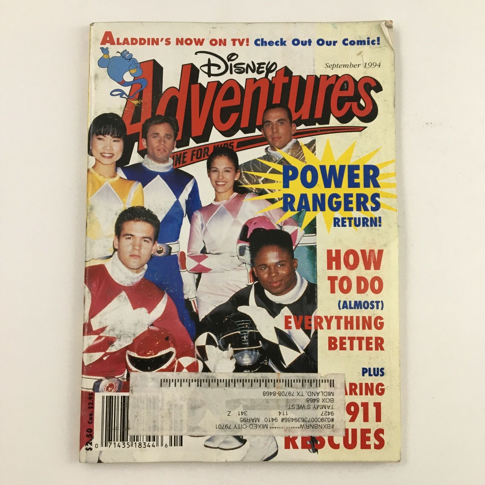 Disney Adventures Magazine September 1994 Power Rangers Return & Aladdin on TV