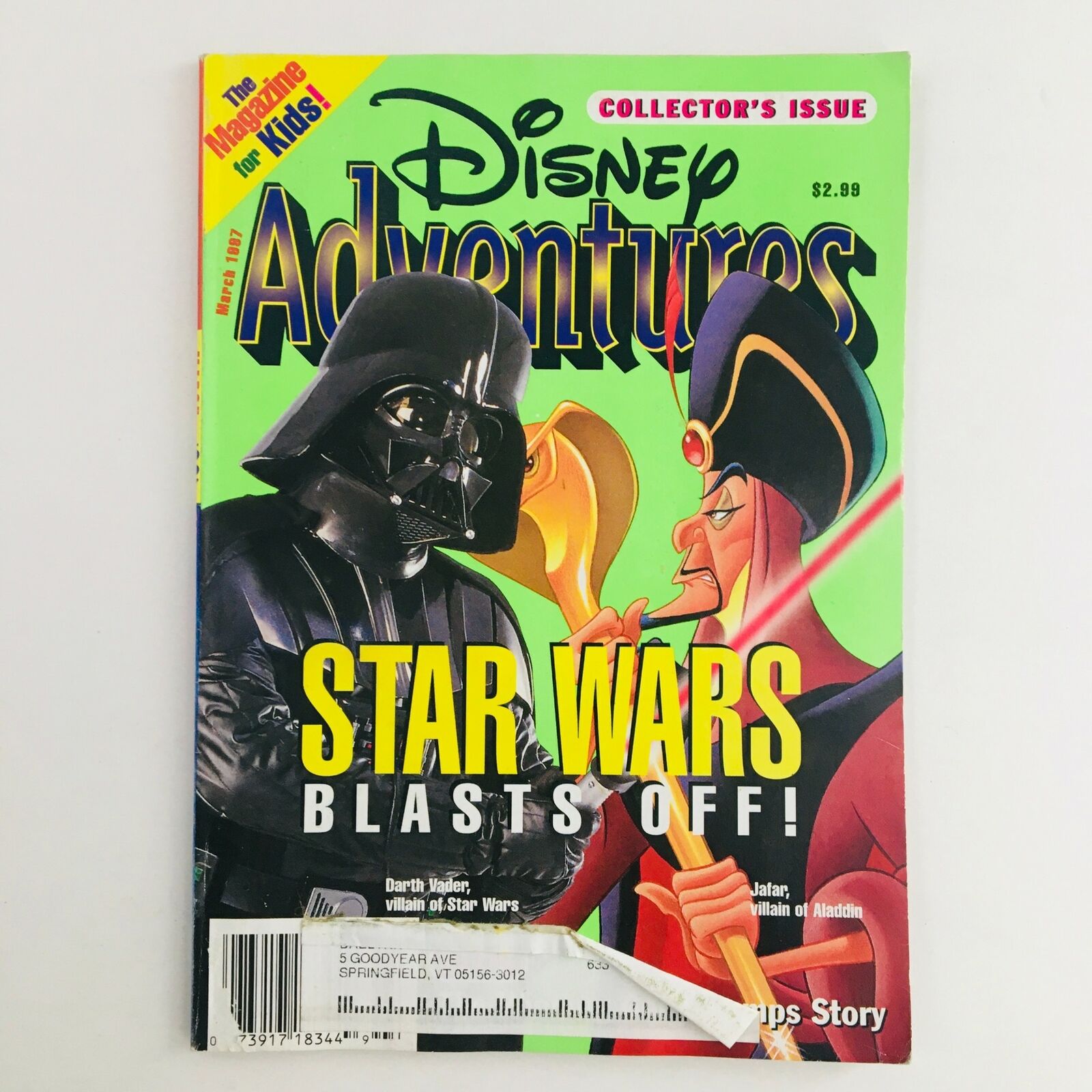 Disney Adventures Magazine March 1997 Villain Darth Vader & Jafar of Aladdin, VG