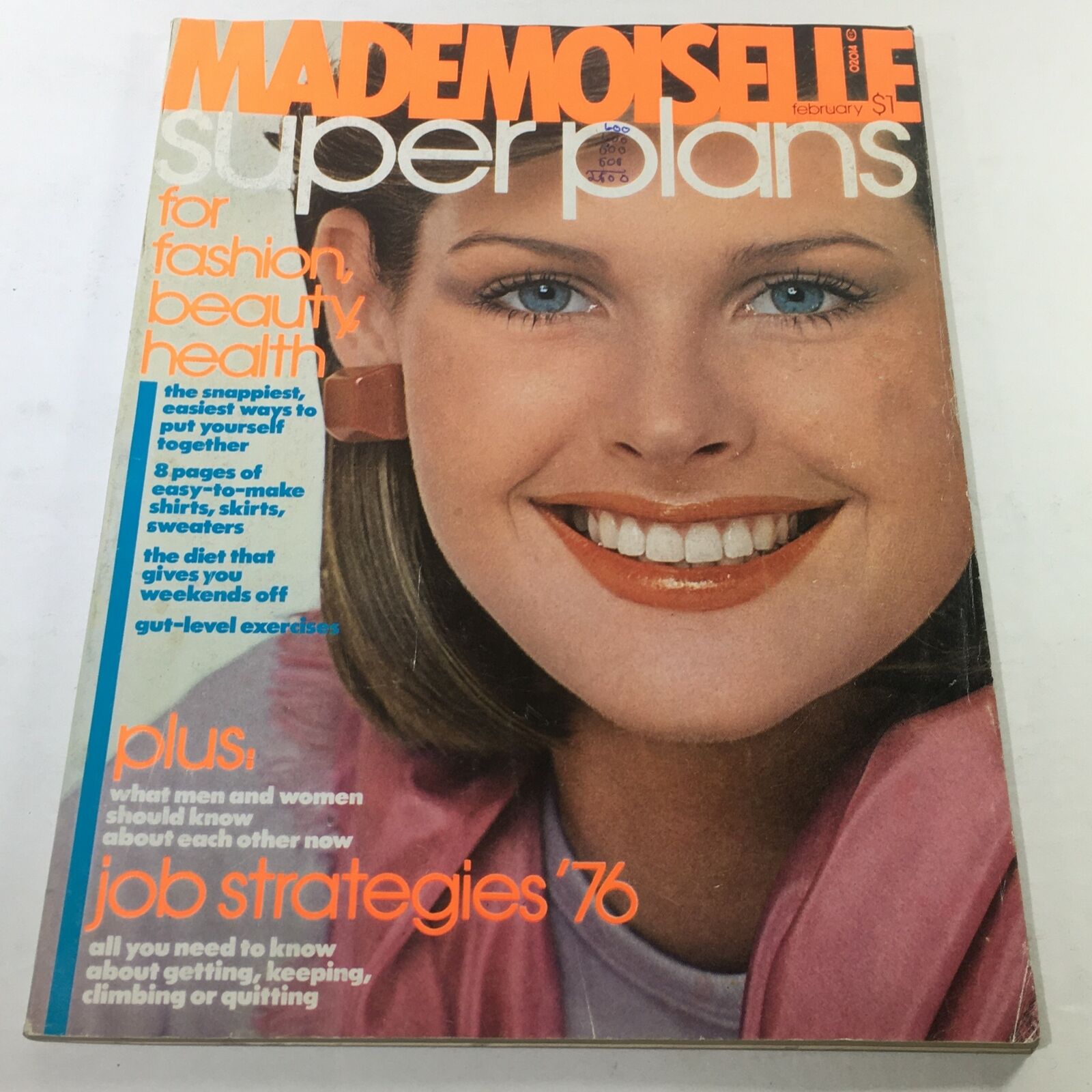 VTG Mademoiselle Magazine: February 1976 - Debbie Colette Cover No Label