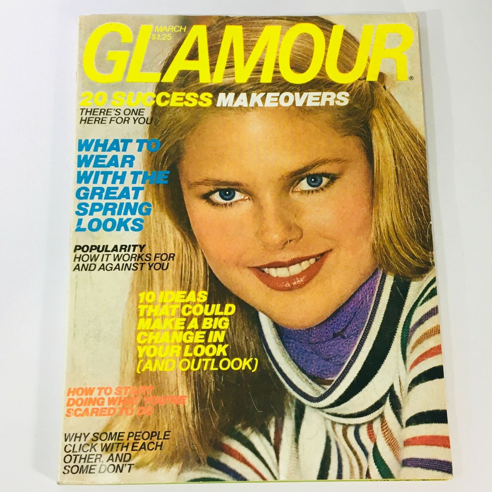 VTG Glamour Magazine March 1977 Christie Brinkley, 20 Success Makeovers