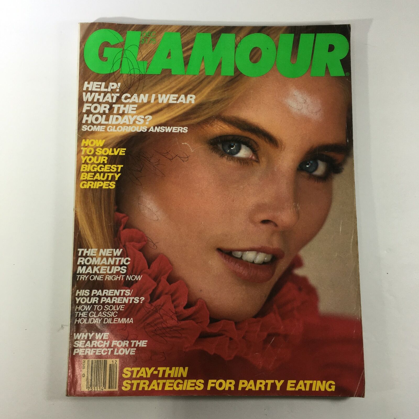 VTG Glamour Magazine December 1981 - Kim Alexis Cover / Newsstand