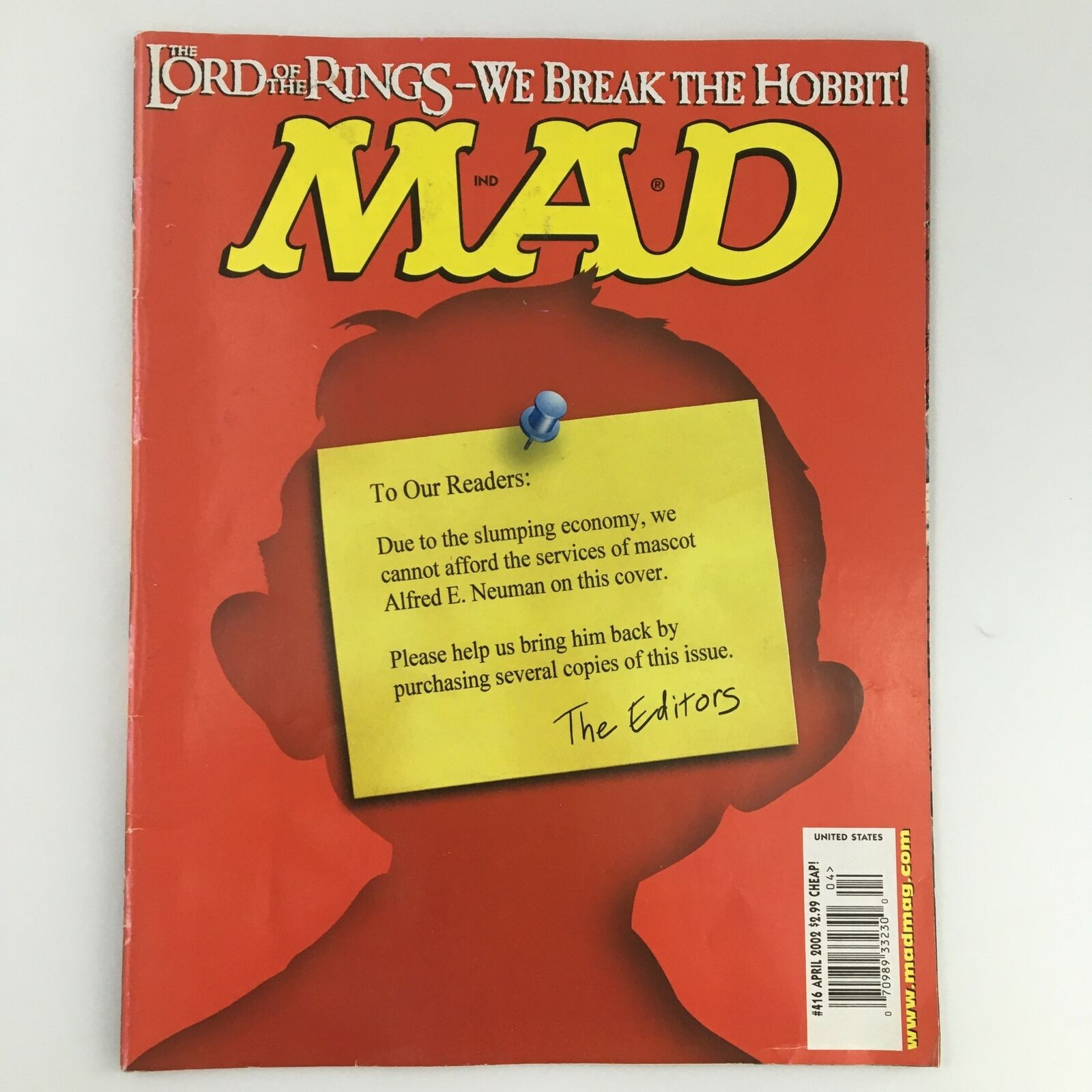 Mad Magazine April 2002 Number 416 The Lord of the Rings Feature, Newsstand