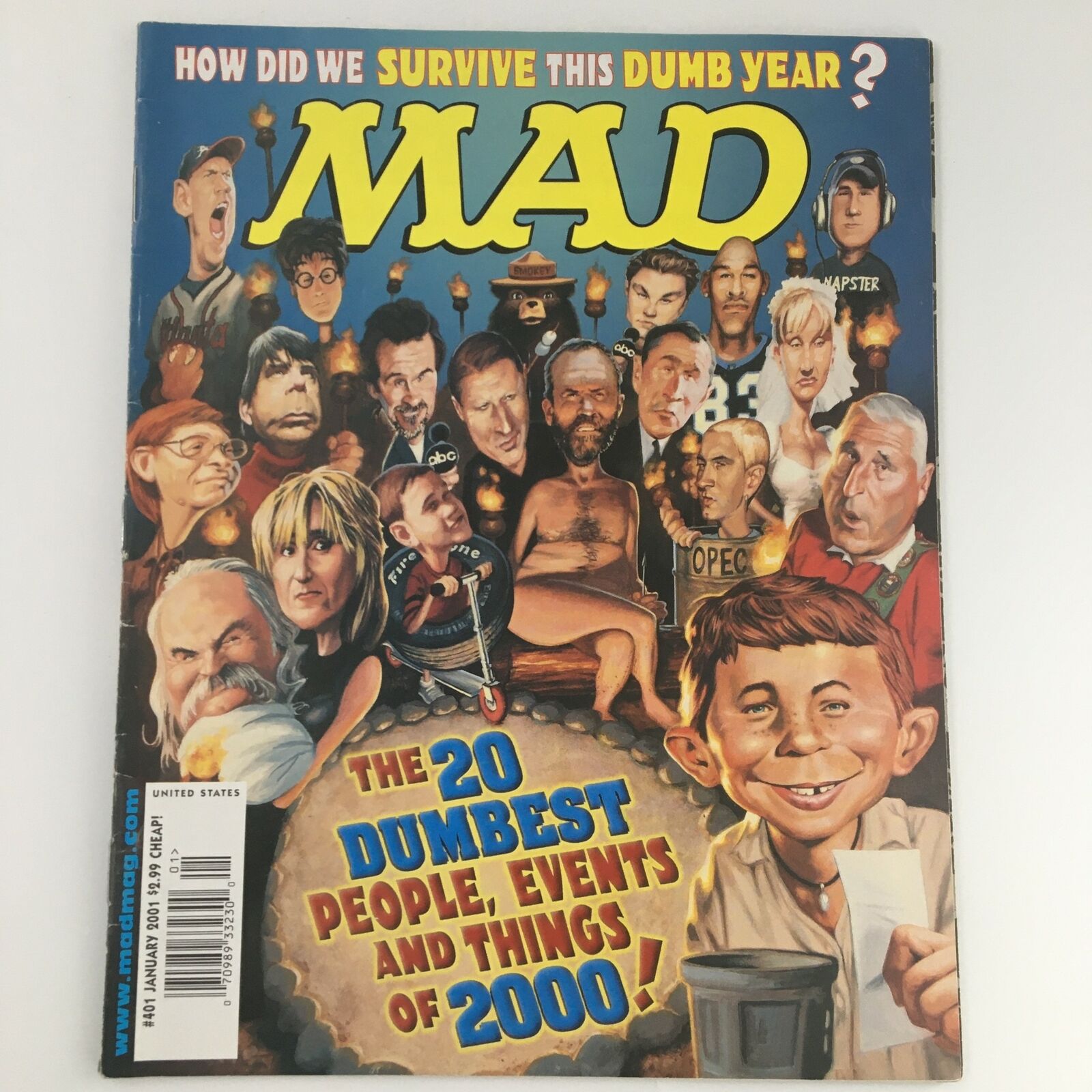 Mad Magazine January 2001 #401 20 Dumbest People and Events Feature, Newsstand