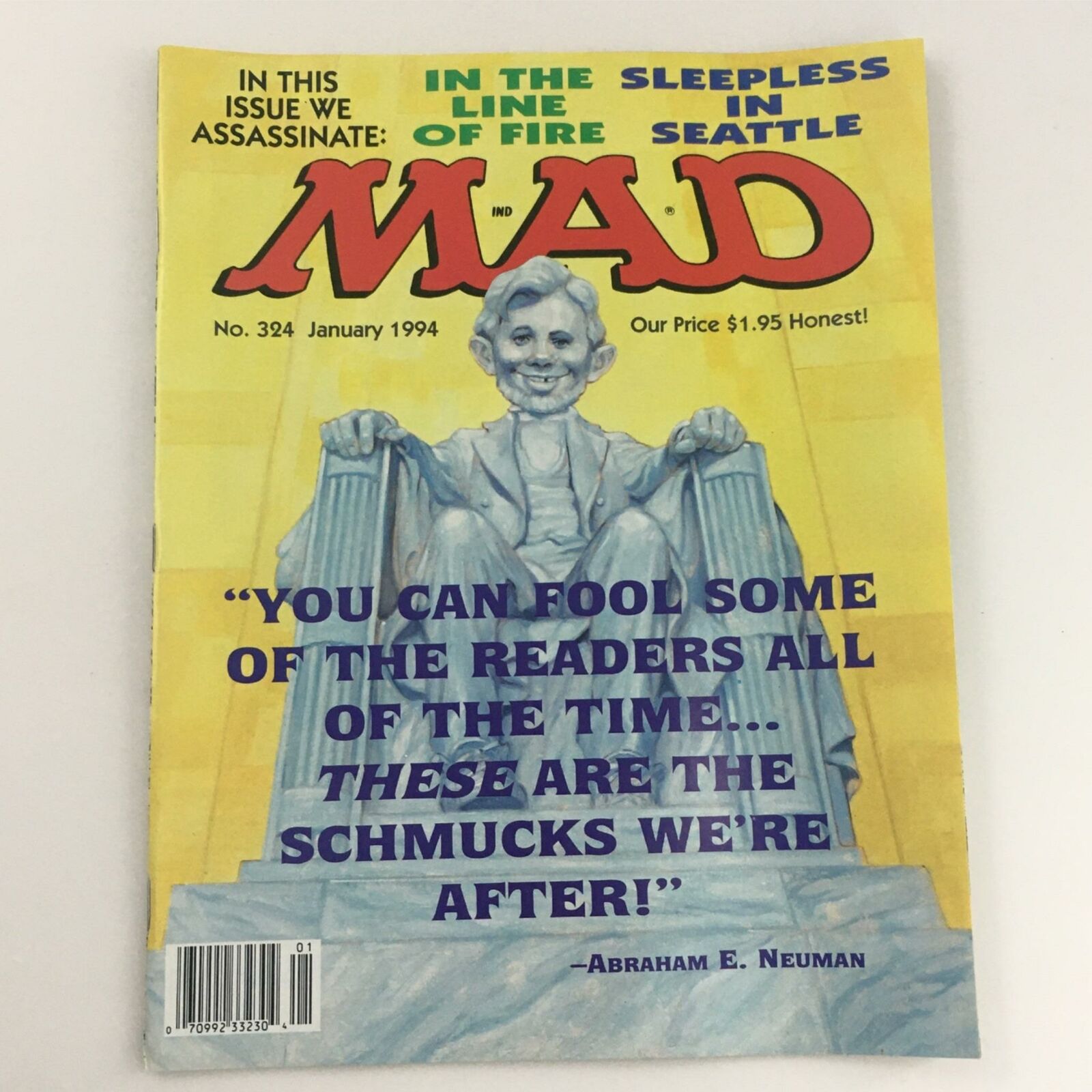 Mad Magazine January 1994 No. 324 We Assassinate Abraham Neuman Very Fine VF 8.0