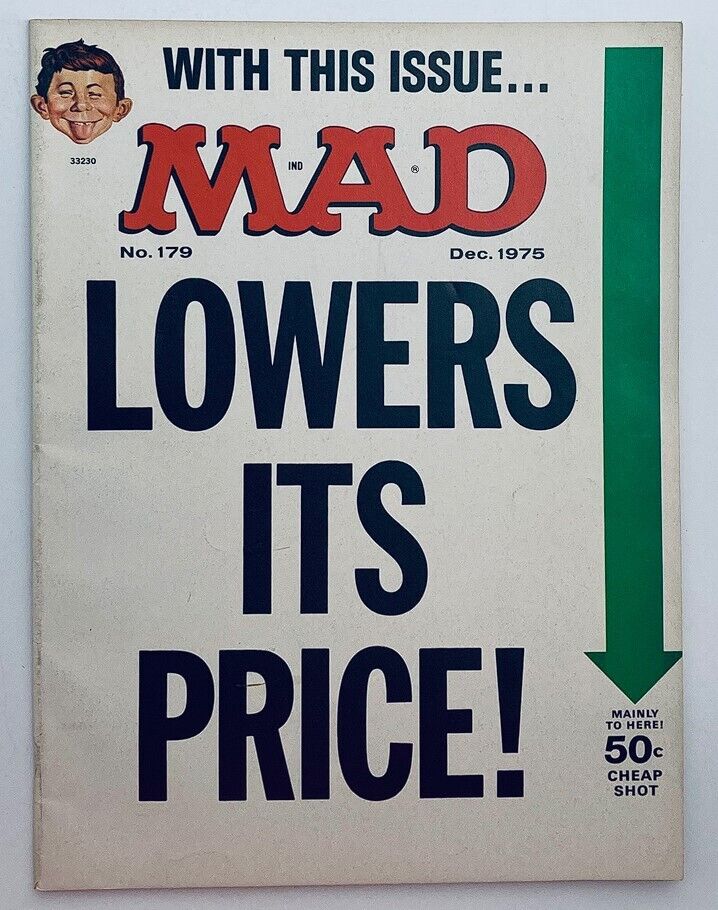 Mad Magazine December 1975 No. 179 Lowers It's Price 6.0 FN Fine No Label