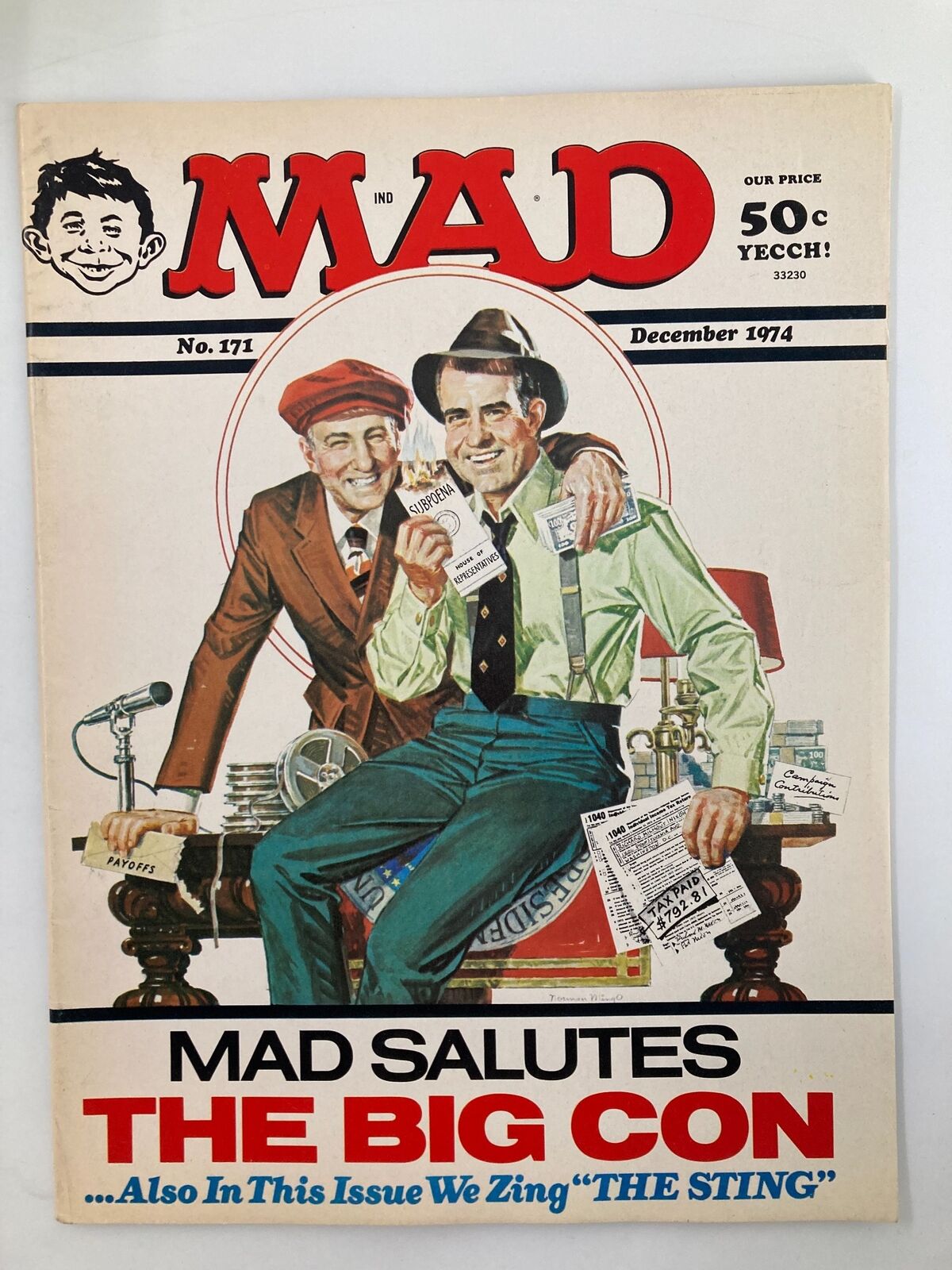 Mad Magazine December 1974 No. 171 The Big Con 'The Sting' FN Fine 6.0 No Label