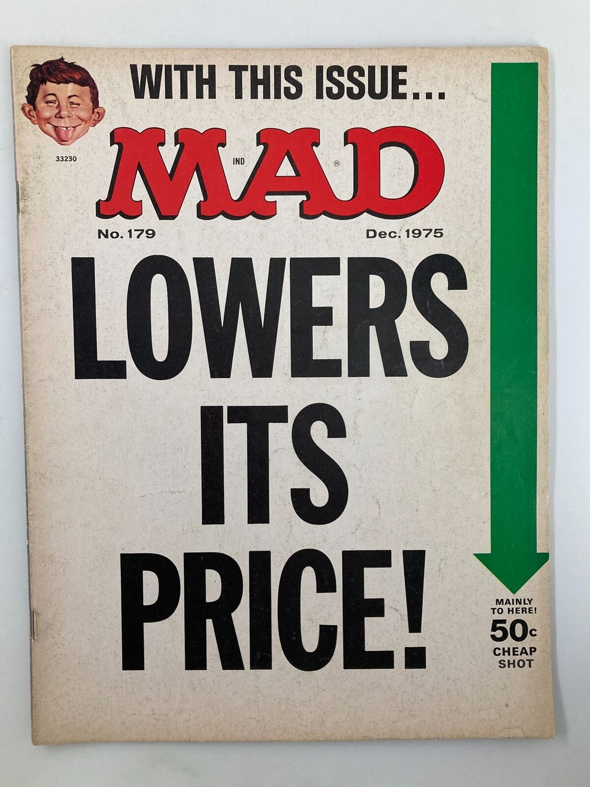 Mad Magazine December 1975 No. 179 Lower Its Price Fine FN 6.0 No Label