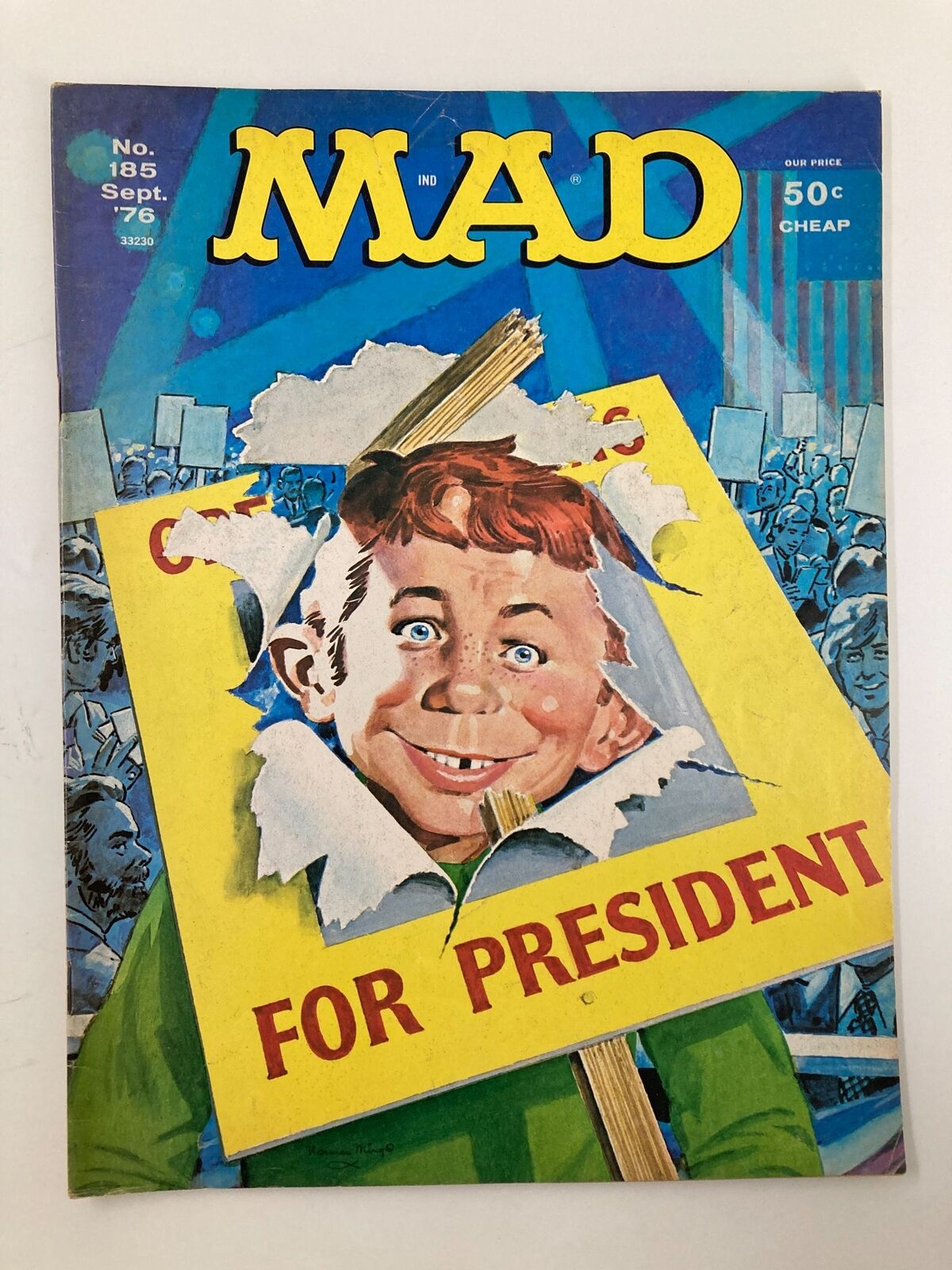 Mad Magazine September 1976 No. 185 Alfred for President Fine FN 6.0 No Label