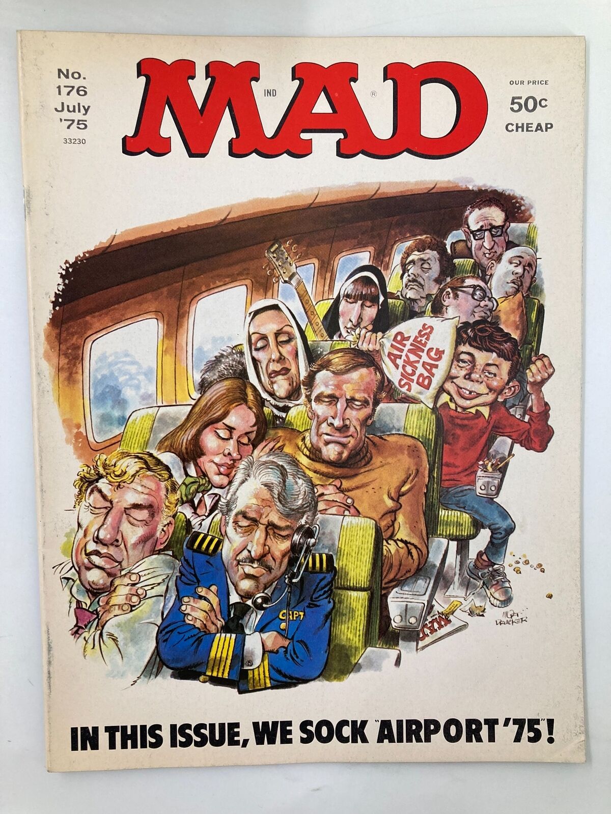 Mad Magazine July 1975 No. 176 We Sock Airport '75 FN Fine 6.0 No Label