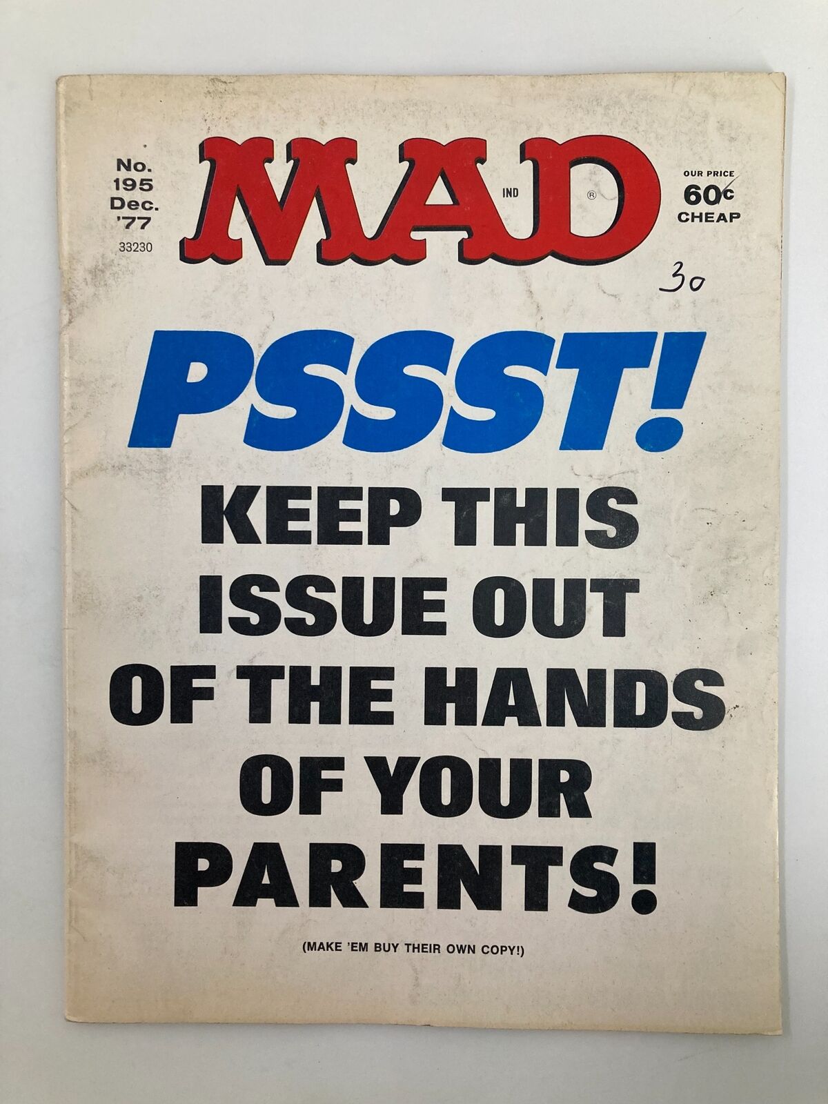 Mad Magazine December 1977 No. 195 Keep This Issue Out VG Very Good 4.0 No Label