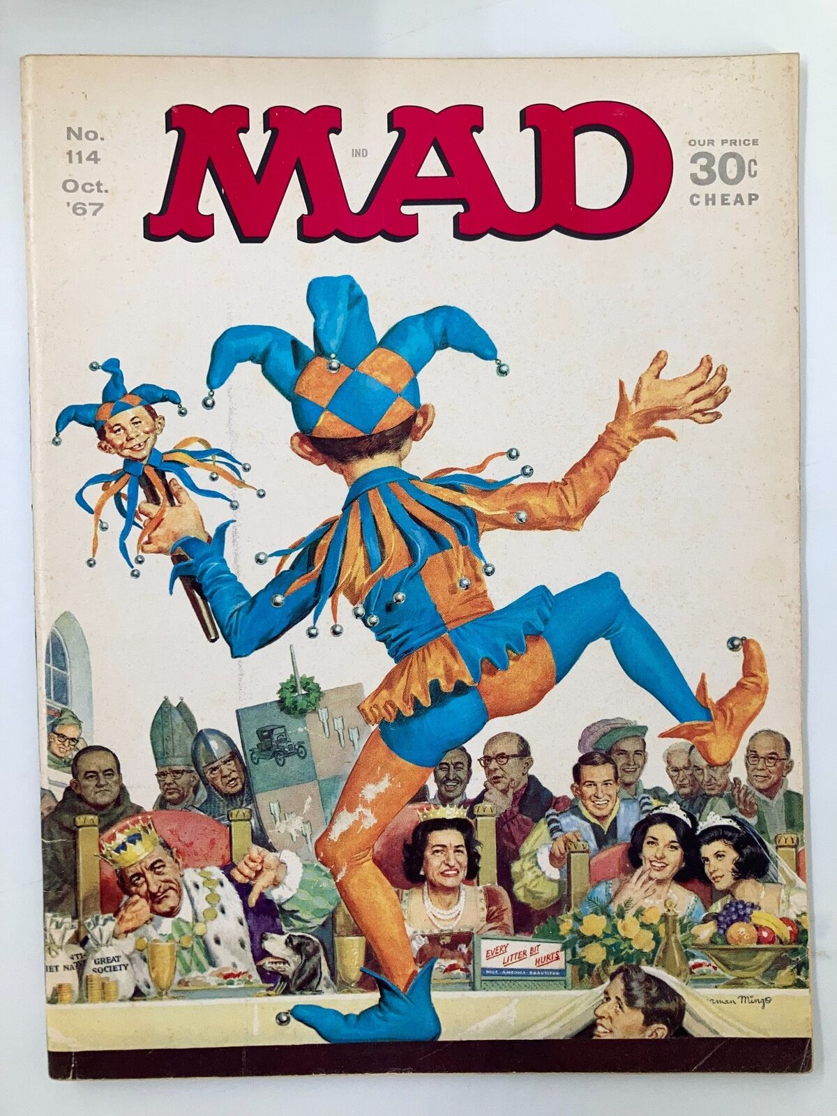 Mad Magazine October 1967 No. 114 Alfred The Sombre FN Fine 6.0 No Label