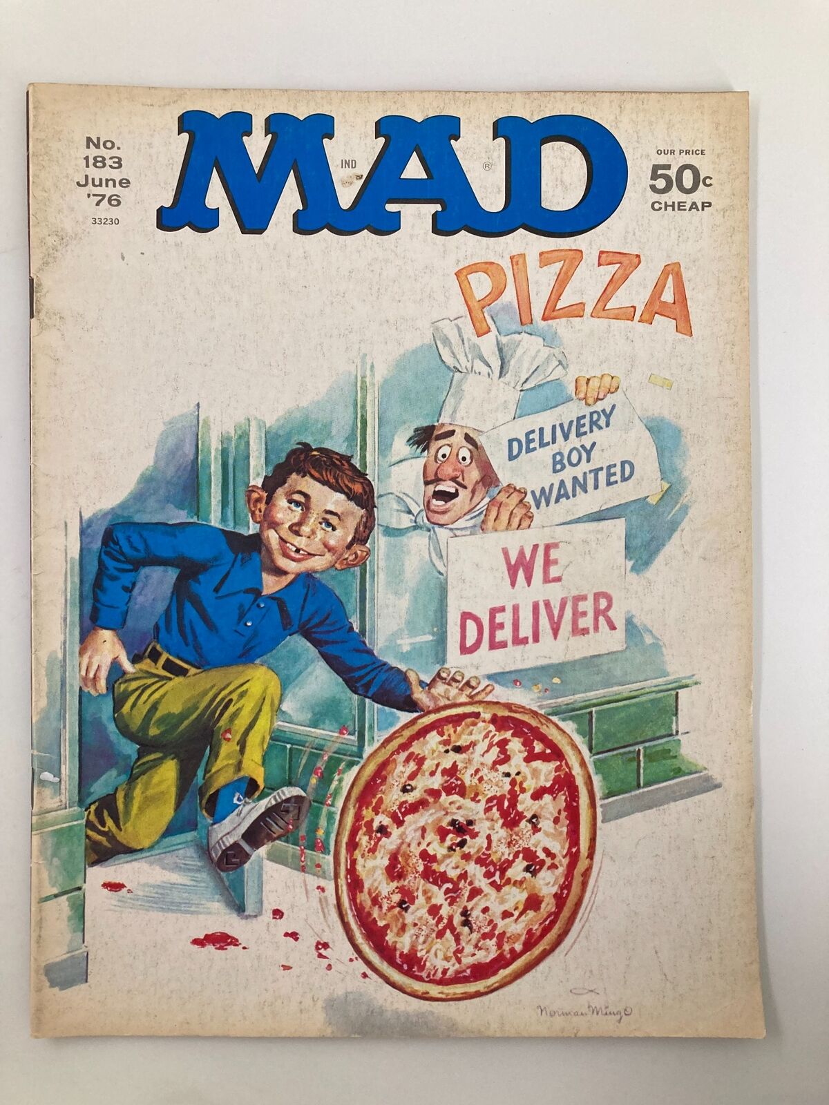 Mad Magazine June 1976 No. 183 Alfred Pizza Delivery Boy Fine FN 6.0 No Label