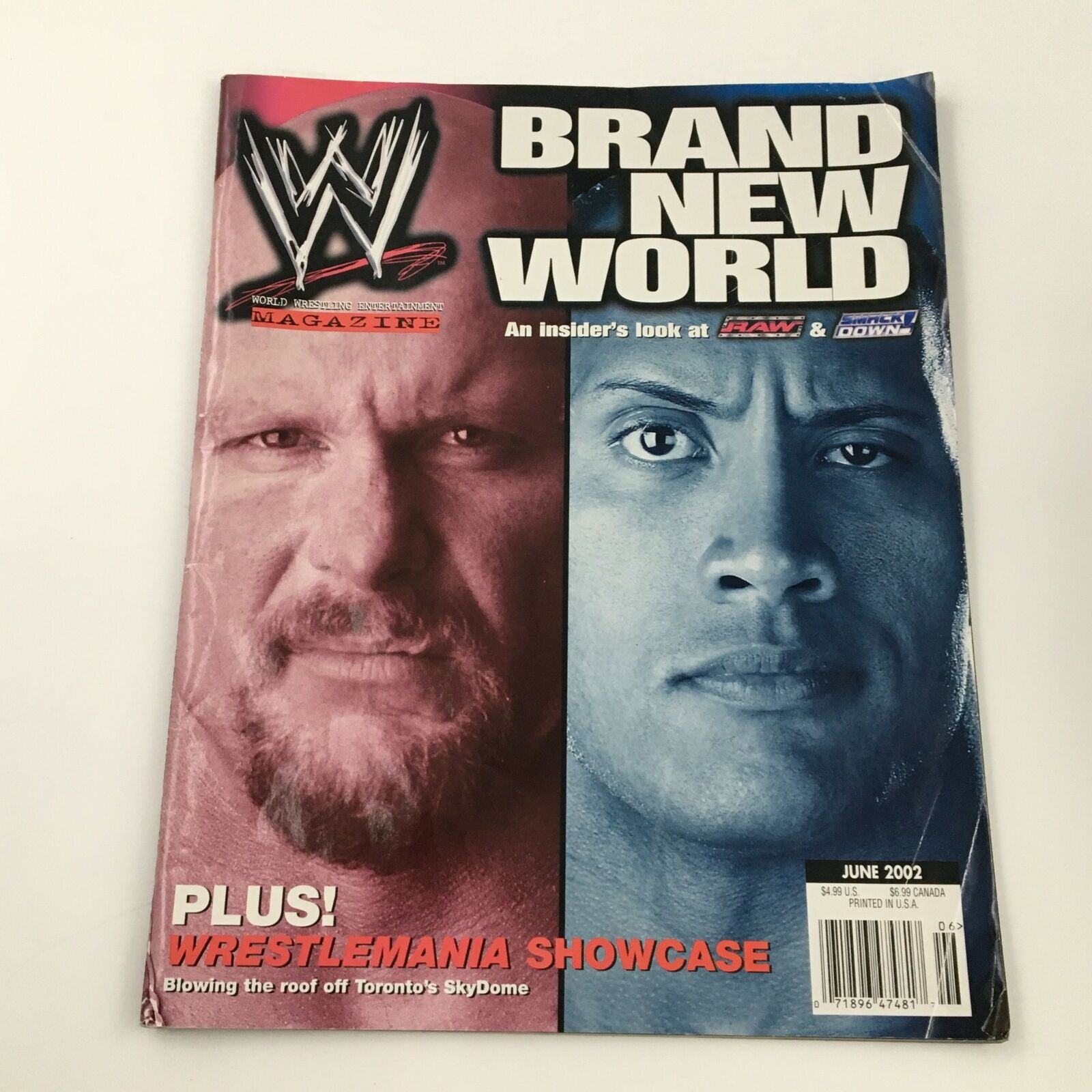 WWE Magazine June 2002 The Rock Defeats Hollywood Hulk Hogan, No Label w Poster