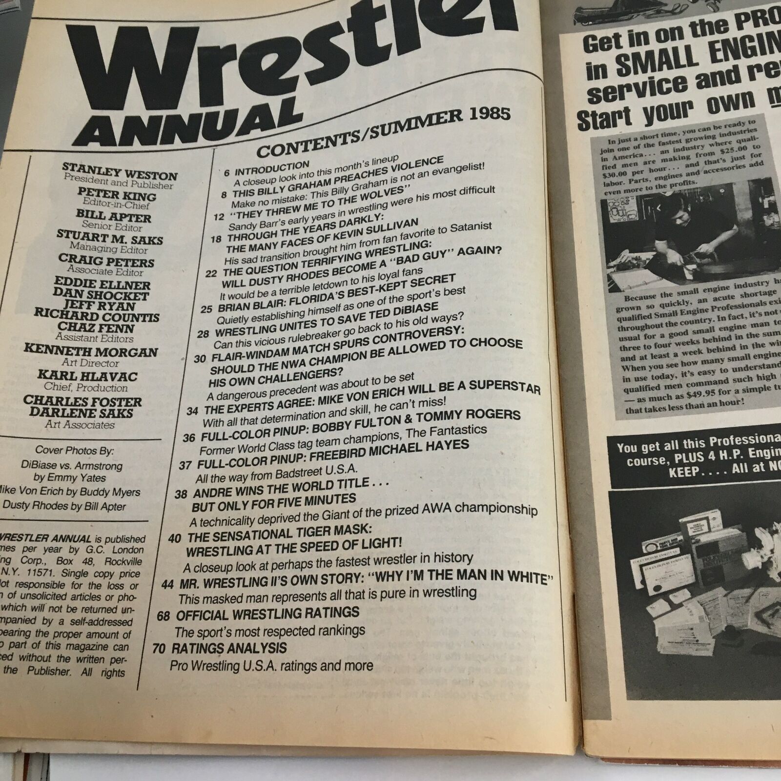 Wrestler Annual Summer 1985 Mike Von Erich, Dusty Rhodes, Billy Graham, w Poster