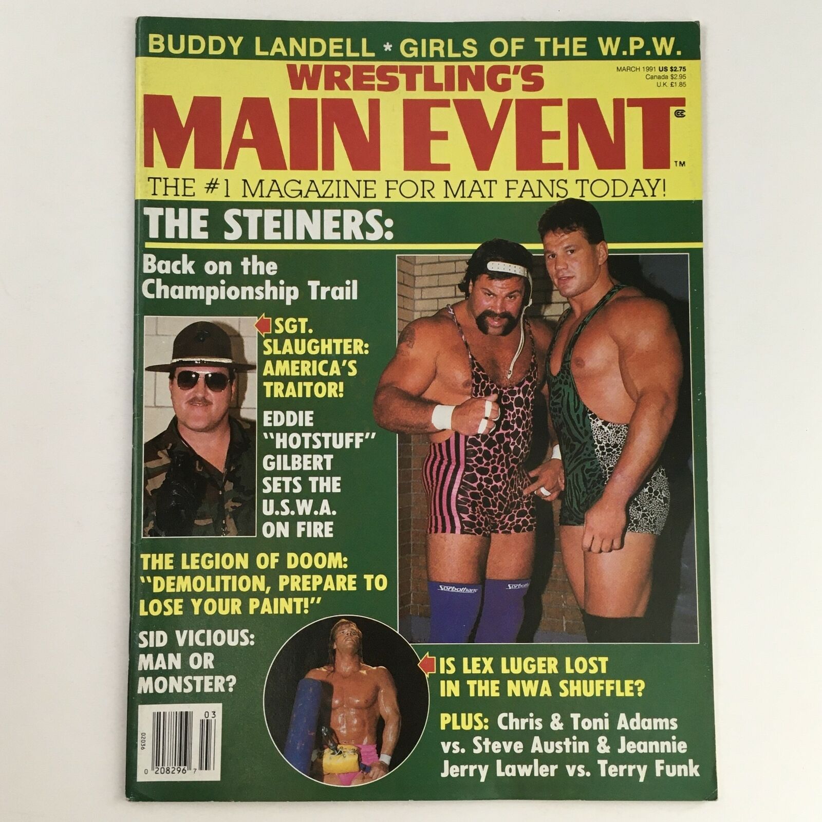 Wrestling's Main Event Magazine March 1991 The Steiners, w Poster No Label