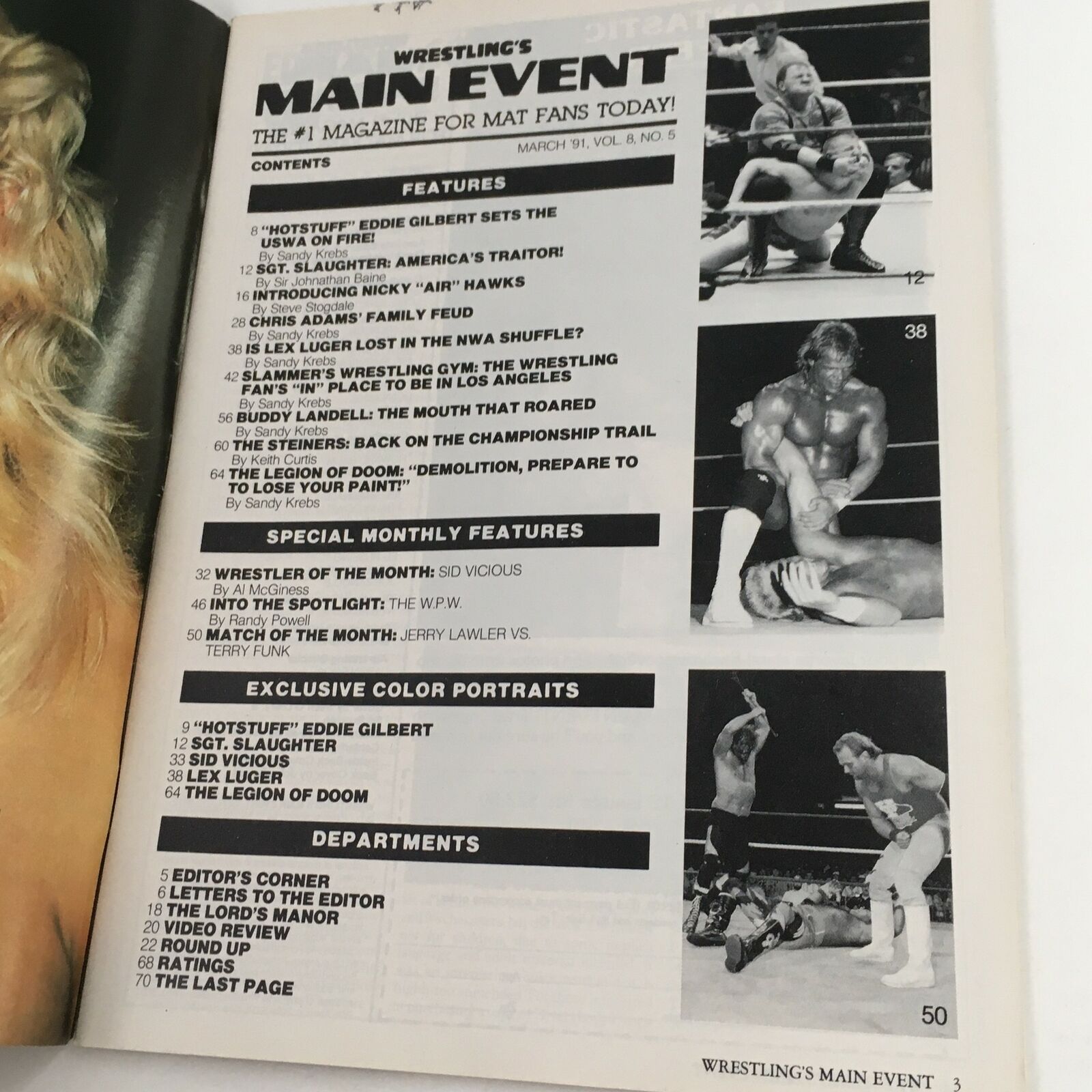 Wrestling's Main Event Magazine March 1991 The Steiners, w Poster No Label