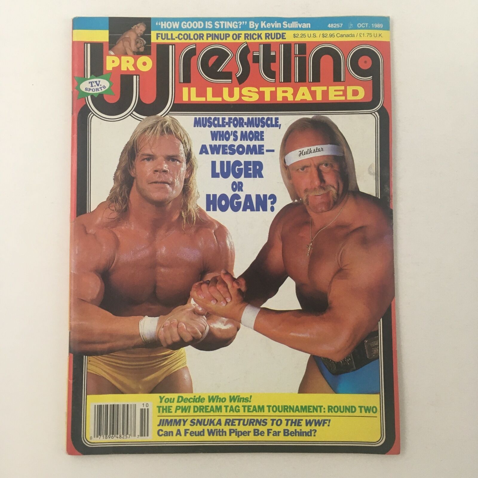 Pro Wrestling Illustrated Magazine October 1989 Lex Luger Hulk Hogan No Label VG