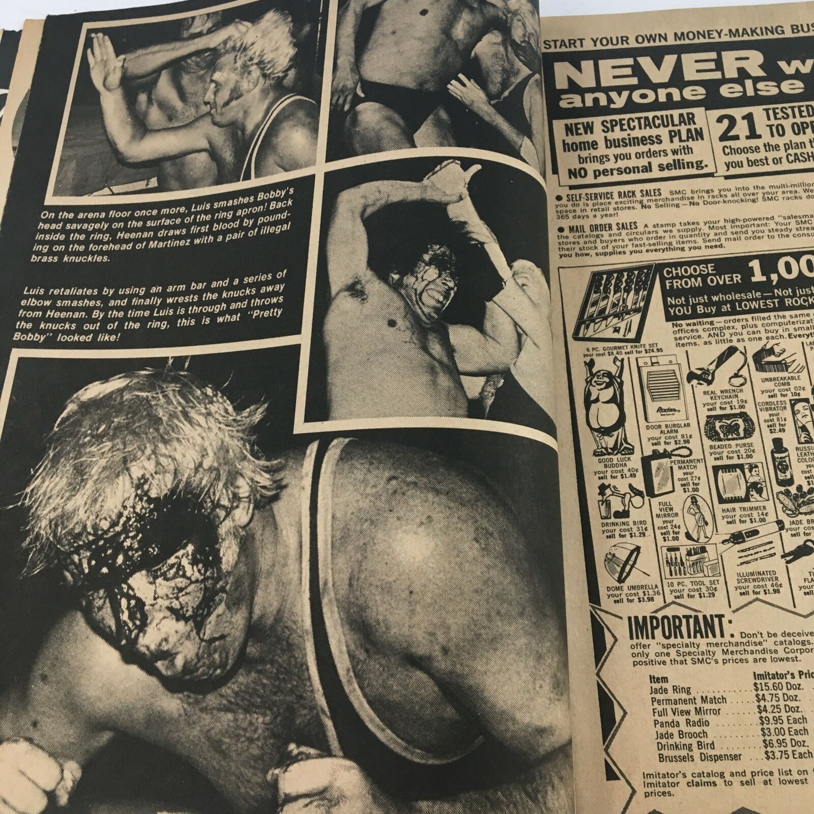 Wrestling Guide Magazine December 1974 Bobby Heenan & Luis Martinez, No Label