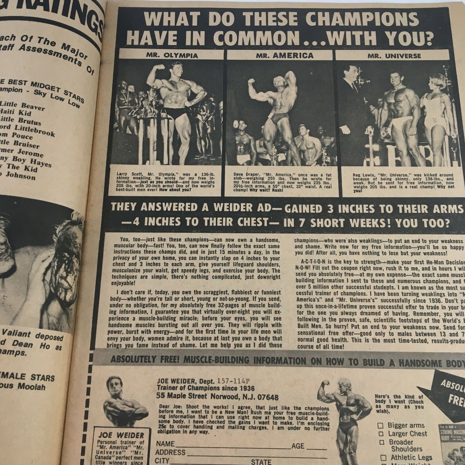 Wrestling Guide Magazine December 1974 Bobby Heenan & Luis Martinez, No Label