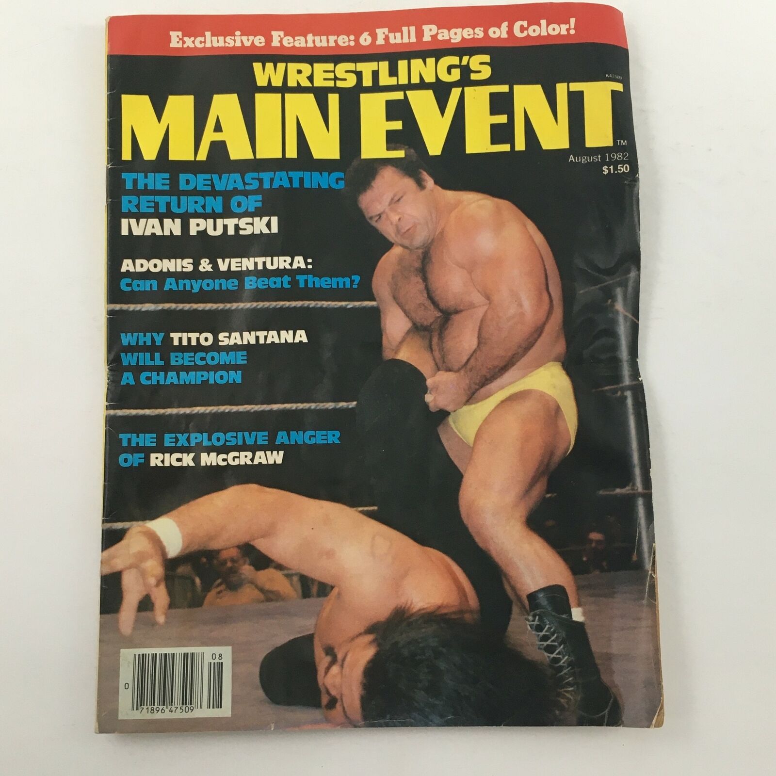 Wrestling's Main Event Magazine August 1982 Ivan Putski and Rick McGraw Anger