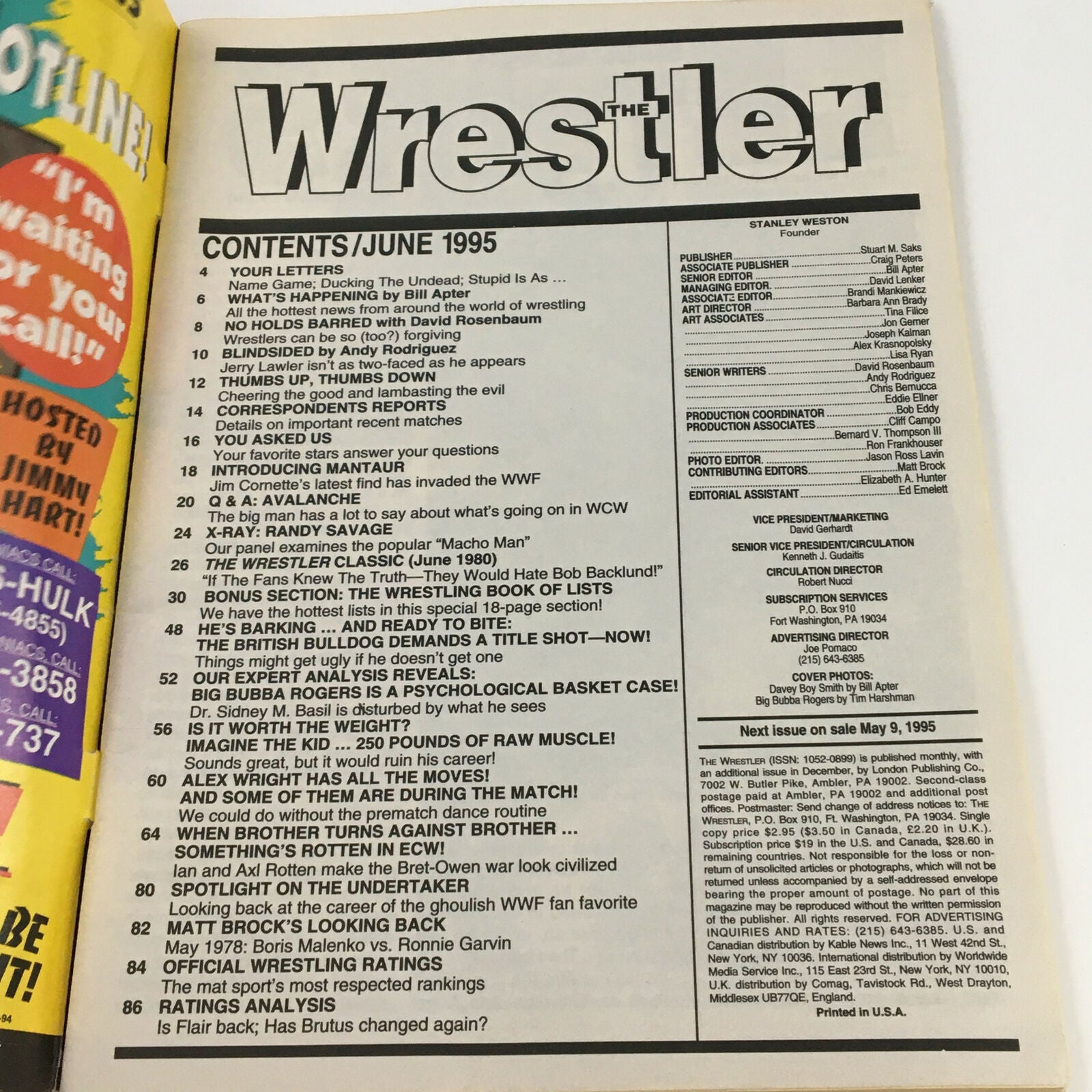 The Wrestler Magazine June 1995 The British Bulldog Demands, No Label