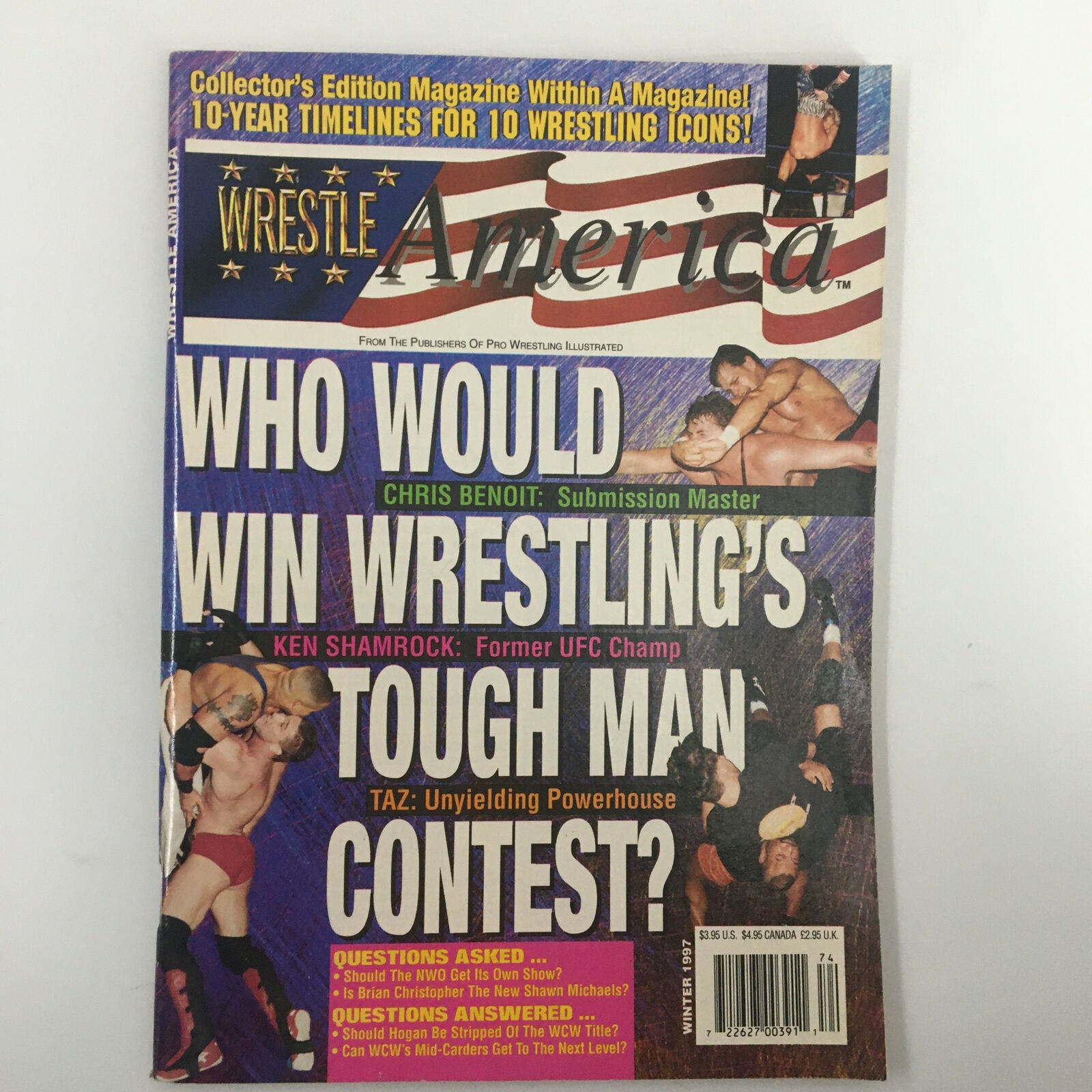 Wrestle America Magazine Winter 1997 Chris Benoit, Ken Shamrock, No Label VG