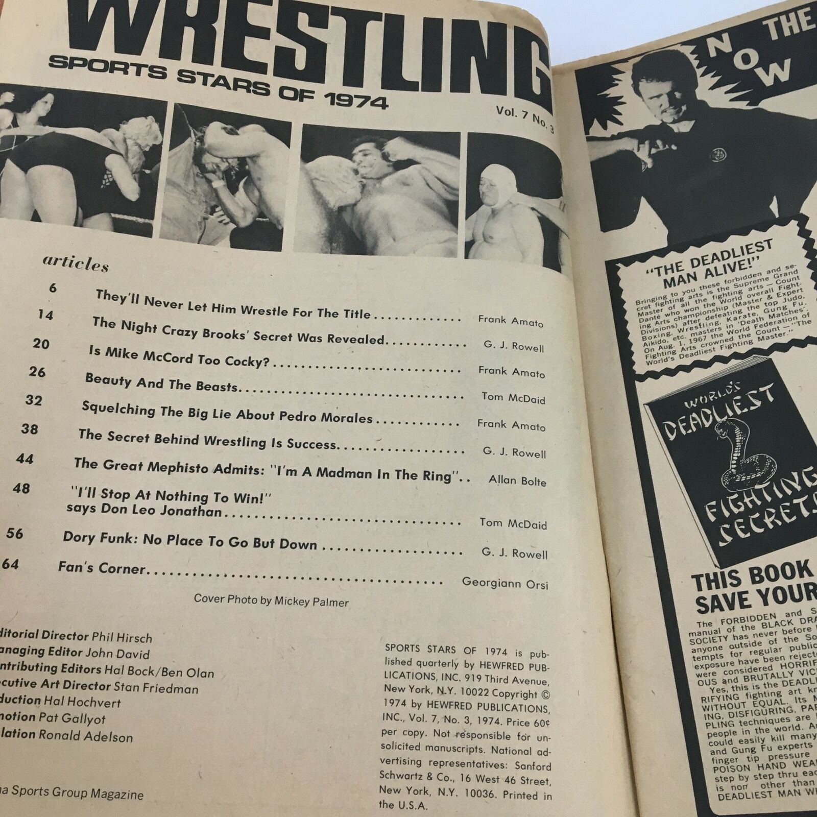 Wrestling Sports of Stars of Spring 1974 Pedro Morales & Mike McCord No Label