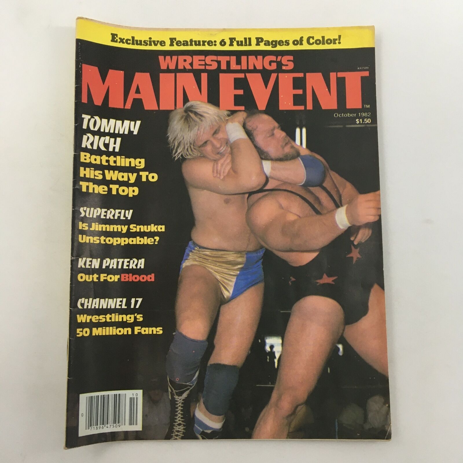 Wrestling's Main Event Magazine October 1982 Tommy Rich, Jimmy Snuka, Ken Patera