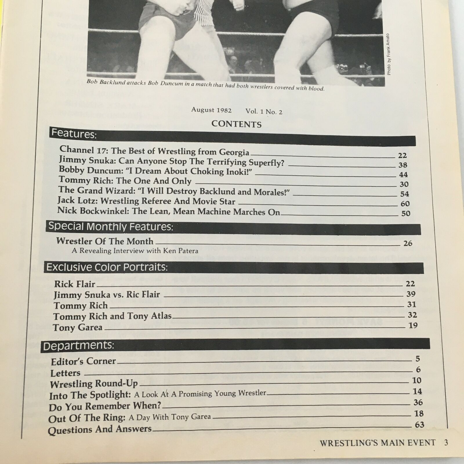 Wrestling's Main Event Magazine October 1982 Tommy Rich, Jimmy Snuka, Ken Patera