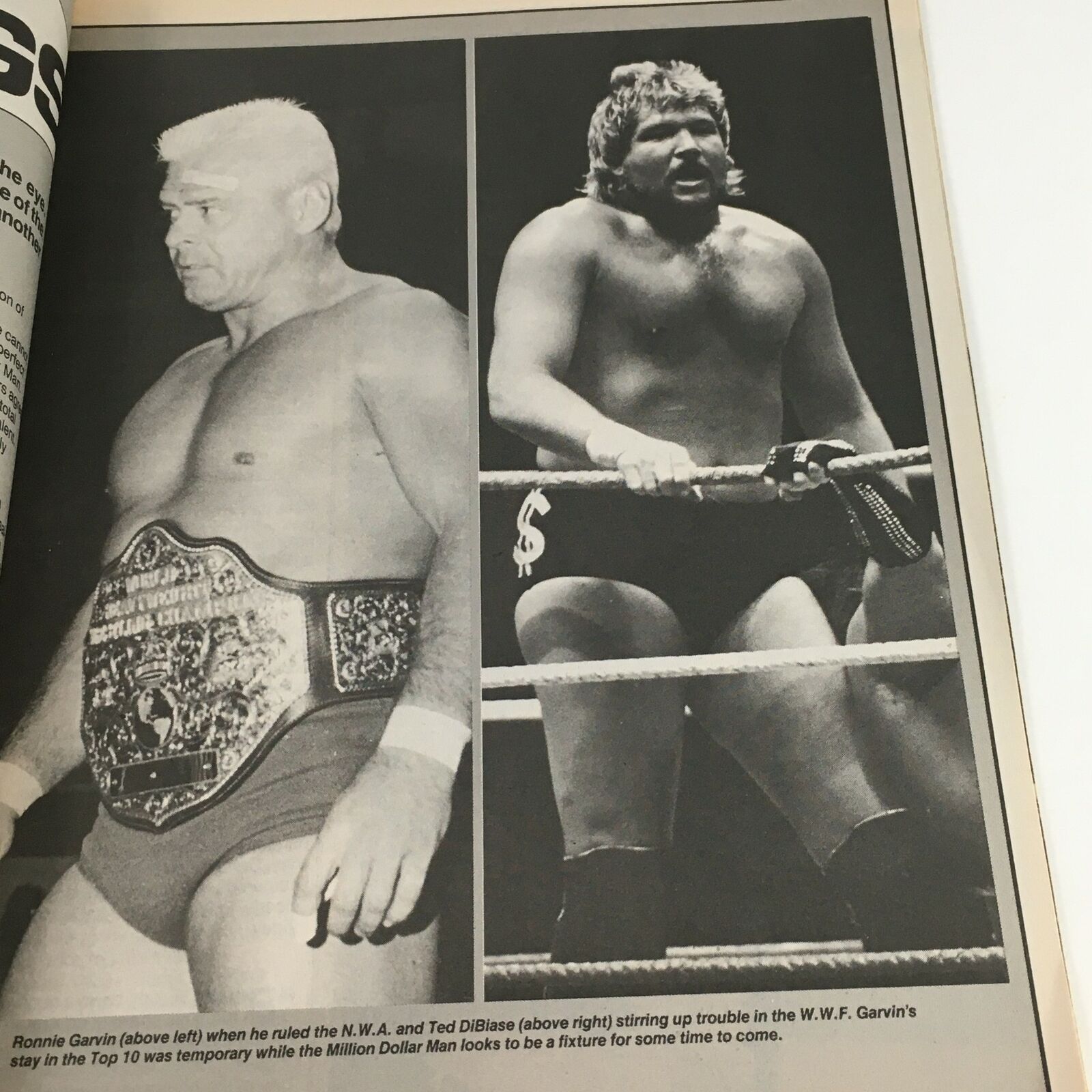Page from Wrestling World Magazine June 1988 highlighting wrestlers Ronnie Garvin and Ted DiBiase with commentary on their careers.