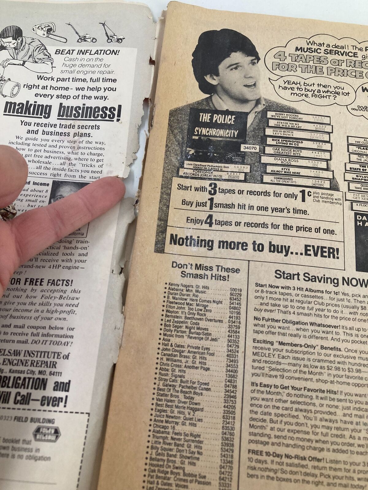 Close-up of an advertisement from The Wrestler magazine, February 1984, showcasing vintage promotions and offers, highlighting the collectible nature of this issue.