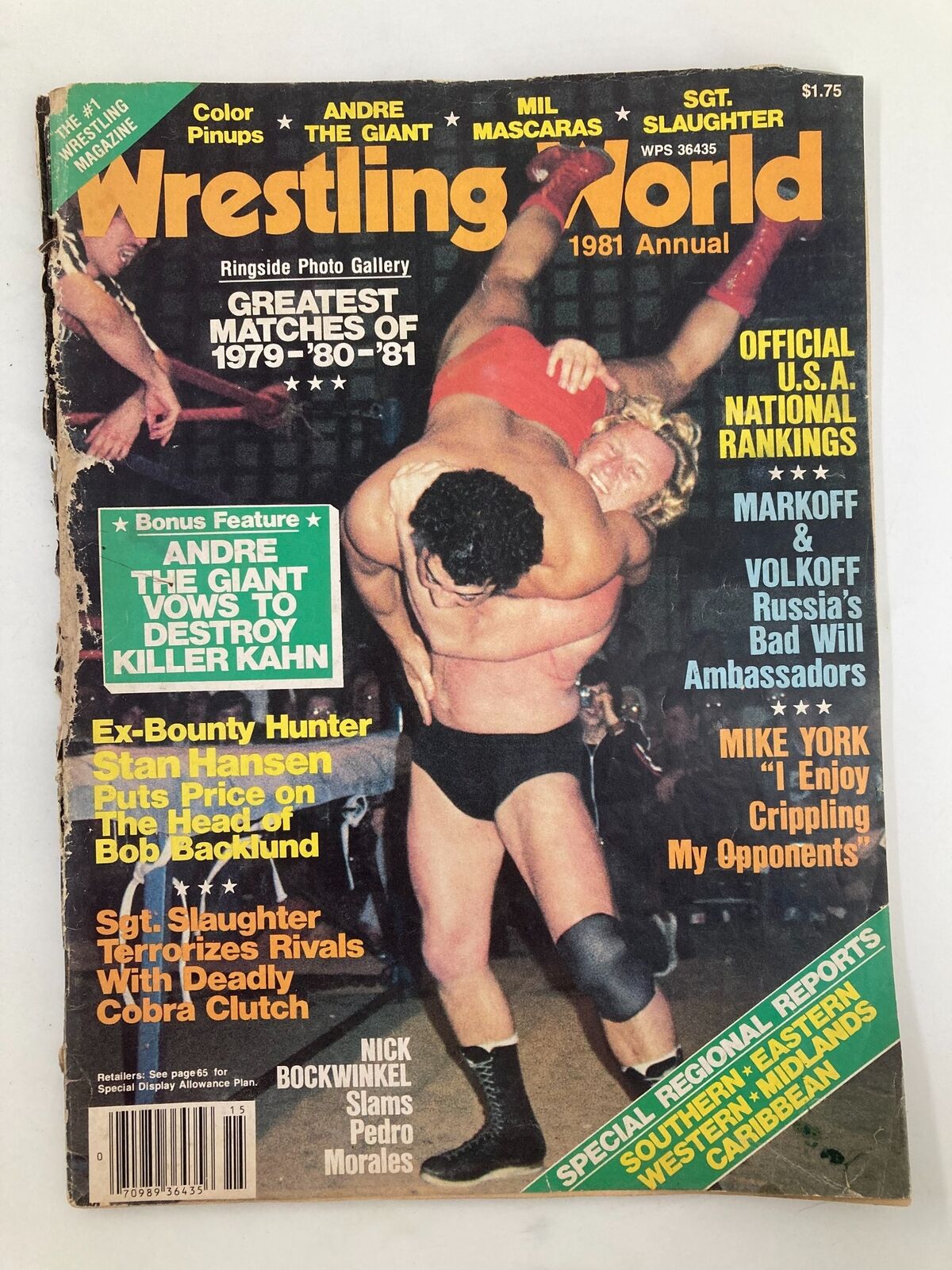 VTG Wrestling World Magazine 1981 Andre The Giant vs Killer Kahn w Poster