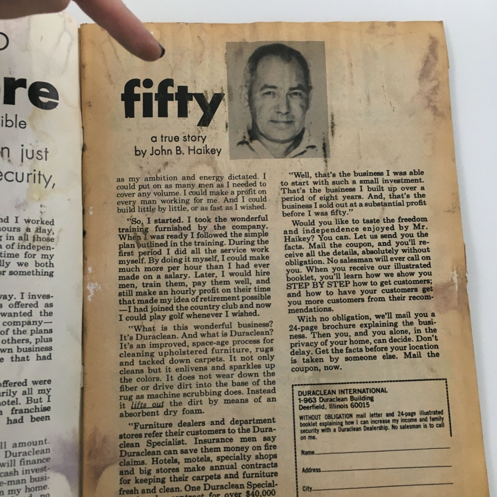 Image of a page from The Wrestler Magazine April 1981 featuring an article titled 'Fifty' by John B. Haikley. The page highlights the narrative of ambition and entrepreneurship alongside a photograph of Mr. Haikley, capturing the essence of wrestling's cultural impact during that era.