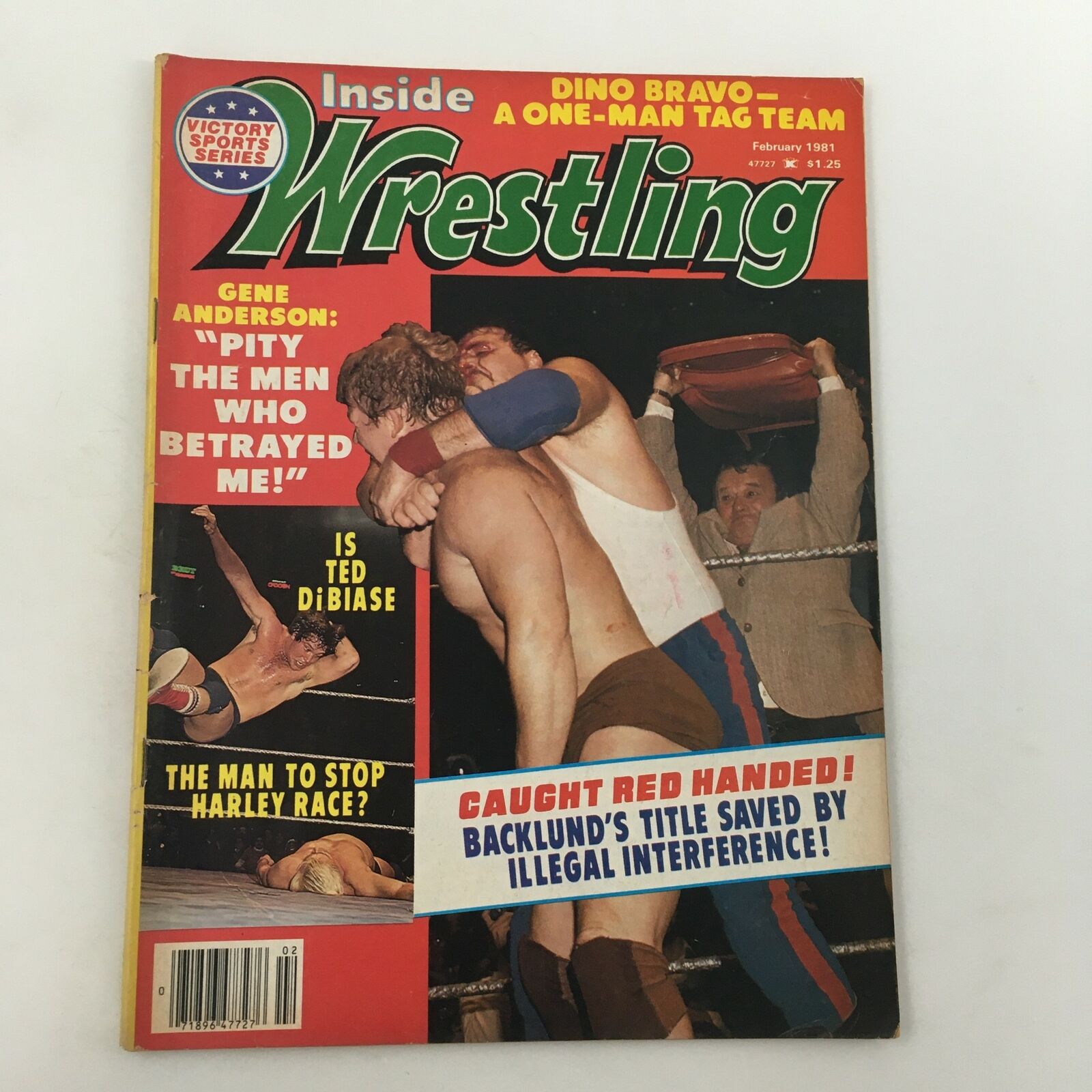 Inside Wrestling Magazine February 1981 cover featuring Sgt. Slaughter vs Bob Backlund, with highlights of wrestling events and notable personalities, showcasing a pivotal moment in professional wrestling history.
