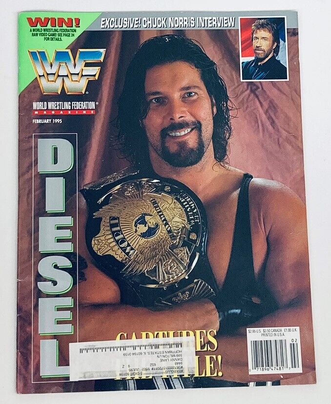 WWF World Wrestling Federation Magazine February 1995 Diesel and Chuck Norris