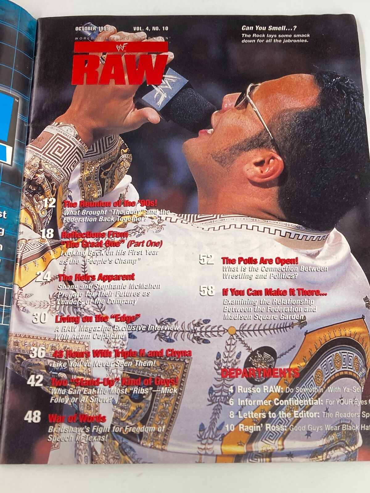 WWF Raw Magazine October 1999 Dwayne 'The Rock' Johnson w Poster No Label