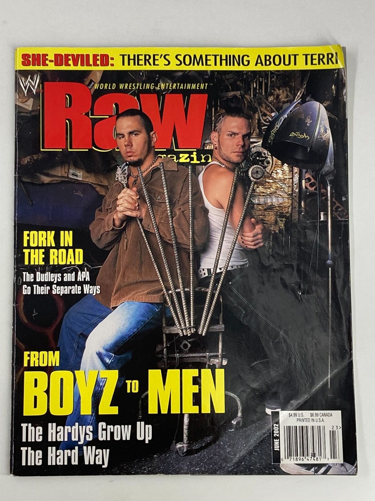 WWE Raw Magazine June 2002 Jeff Hardy and Matt Hardy w Poster No Label