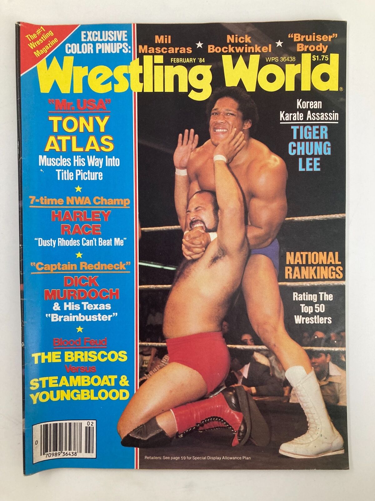 VTG Wrestling World Magazine February 1984 Tony Atlas, Tiger Chung Lee w Poster