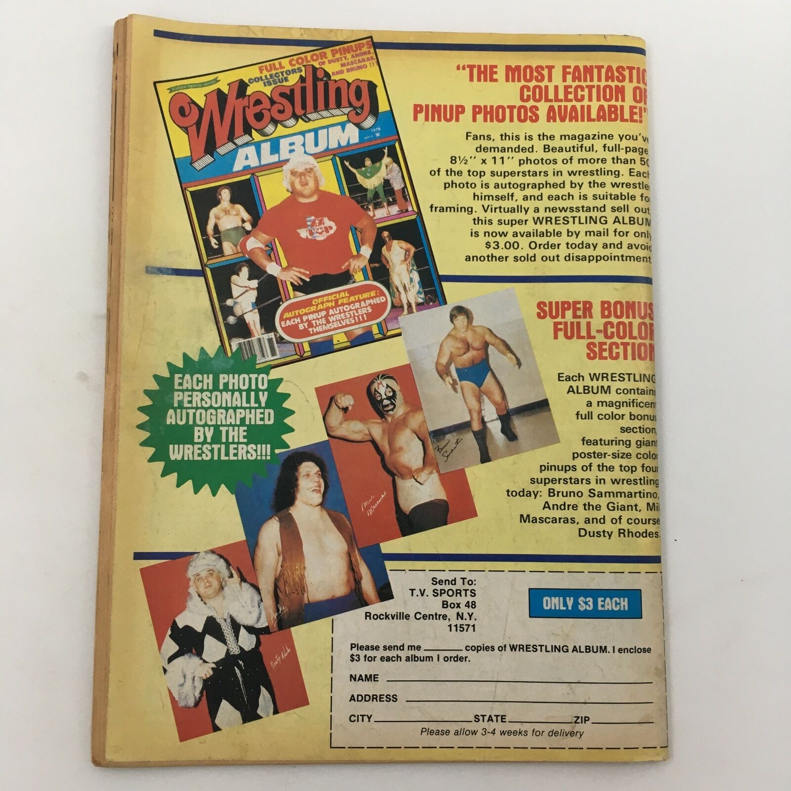 Wrestling Picture Book Summer 1980 Harley Race vs David Von Erich The Main Event