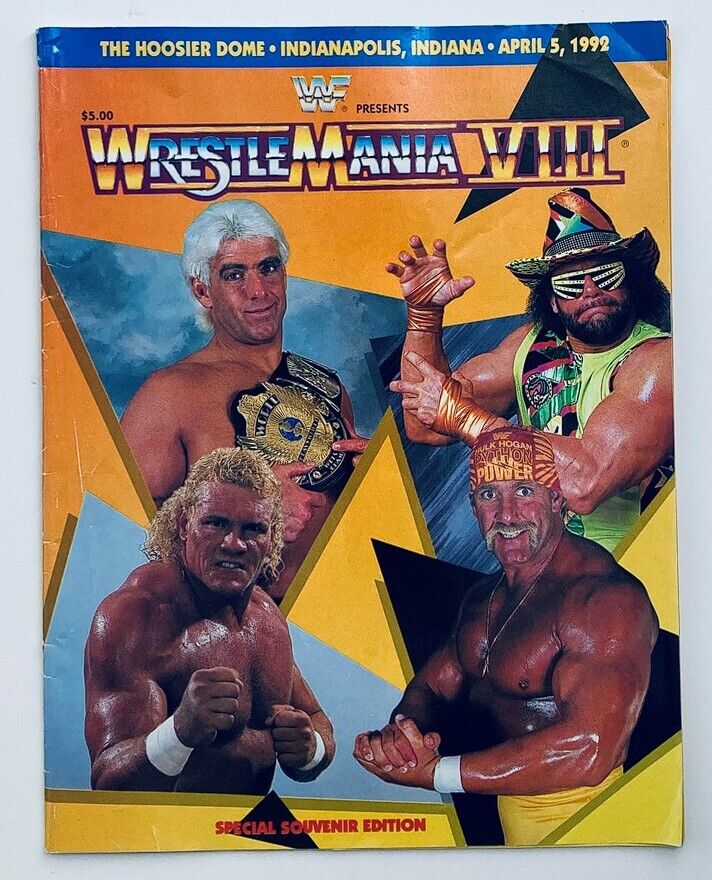 1992 Wrestle Mania VIII Official Souvenir Progam Hulk Hogan and Randy Savage